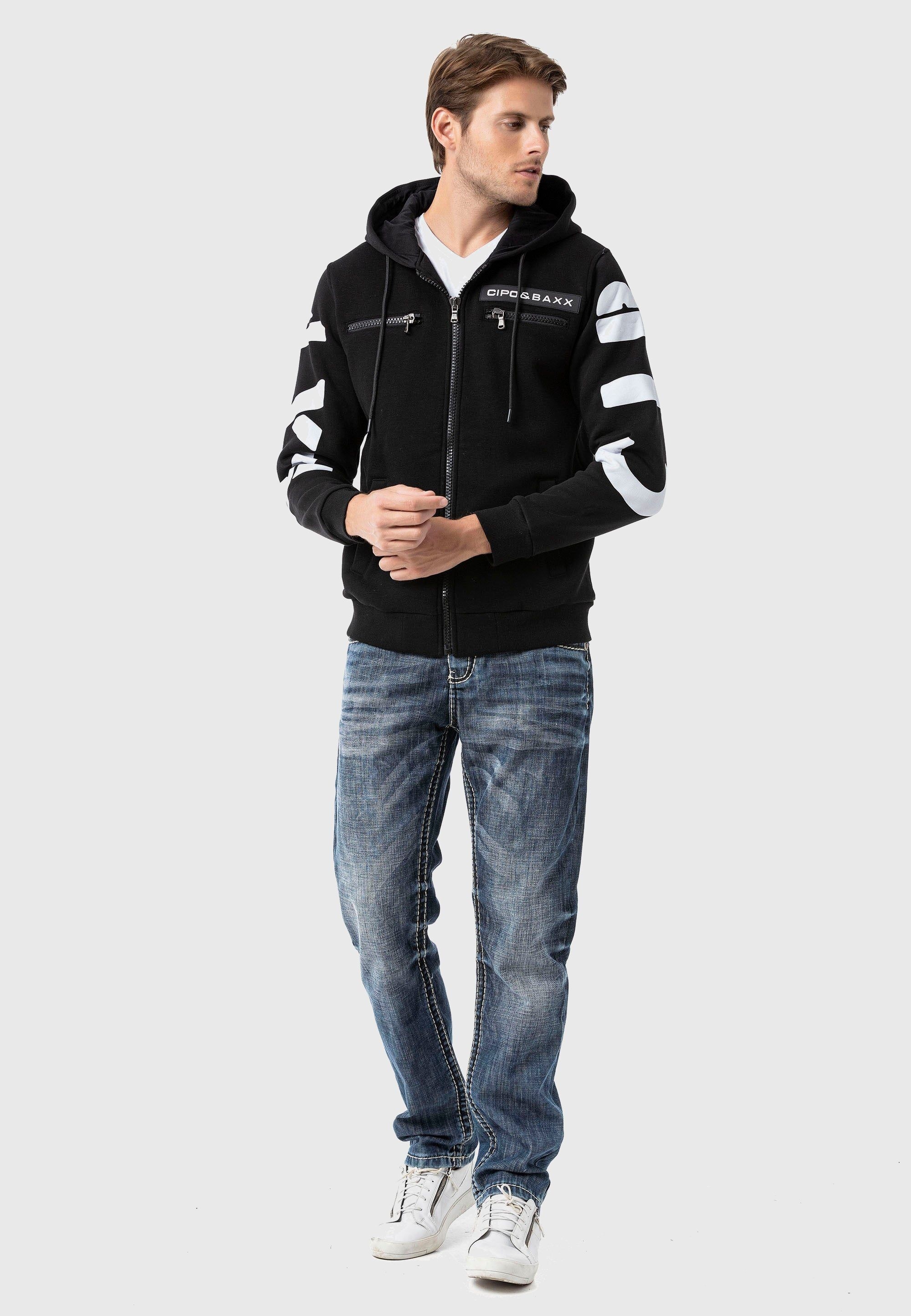 Cipo & Baxx Strickjacke »Cipo & Baxx Sweatjacken« mit Ärmel- und Rückenprint