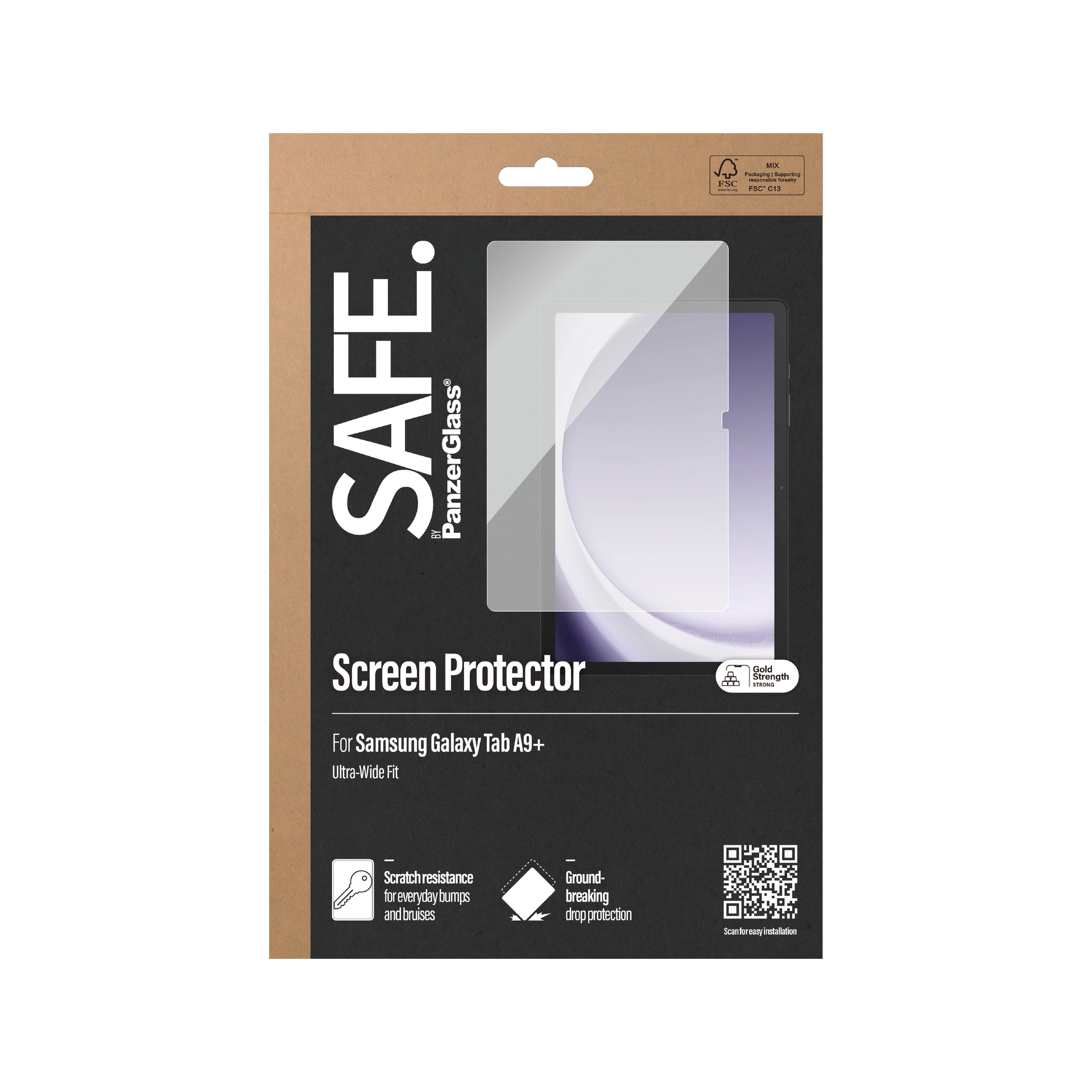 SAFE by PanzerGlass Displayschutzglas »Ultra-Wide Fit Screen Protection«, für Samsung Galaxy Tab A9 Plus, Displayschutzfolie, Schutzfolie, Bildschirmschutz, kratz- & stoßfest