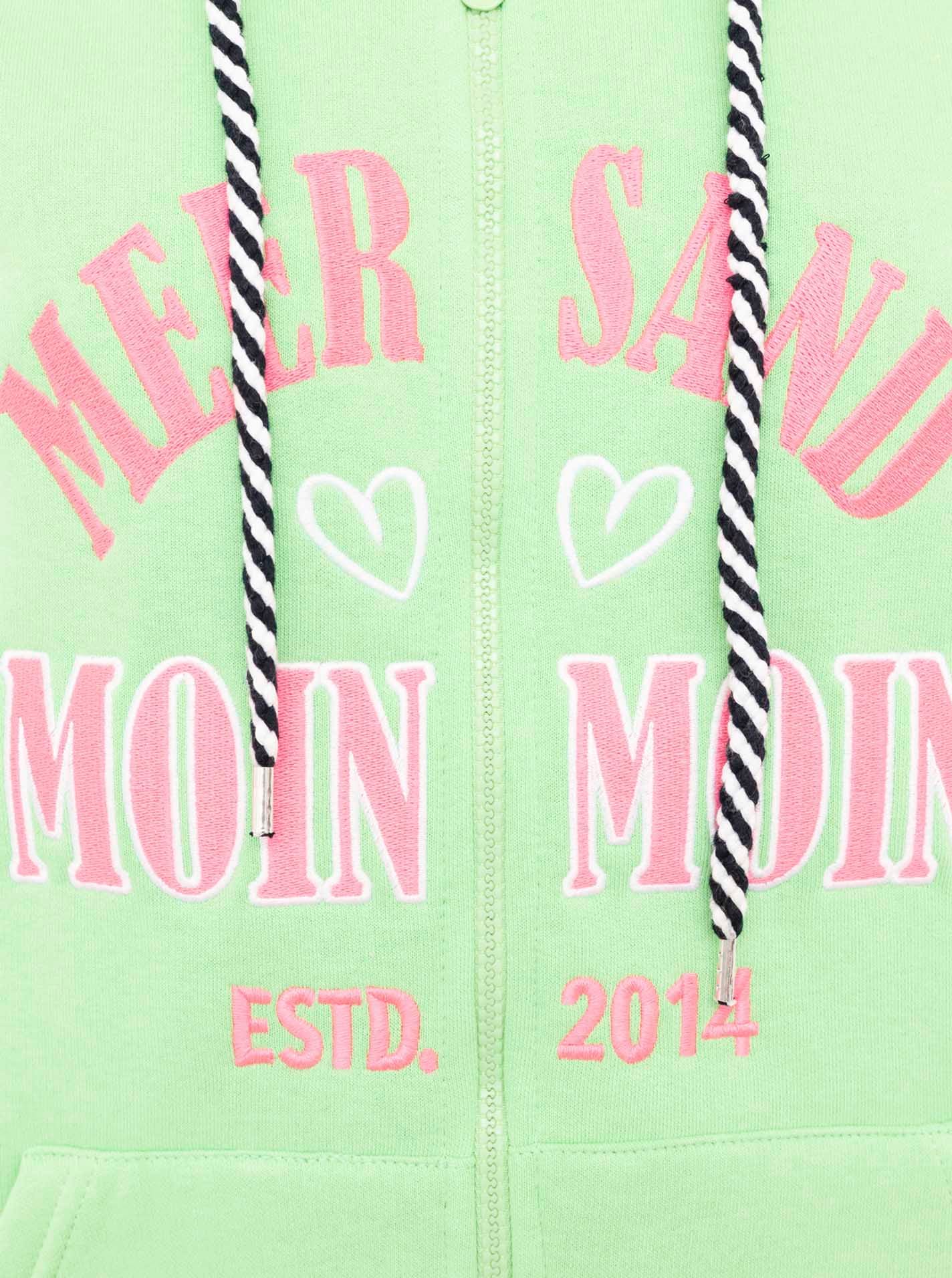 Zwillingsherz Sweatjacke »"Moin Moin"«, Kapuze, Langarm, Reißverschluss, modisch, maritim, Kordelzug