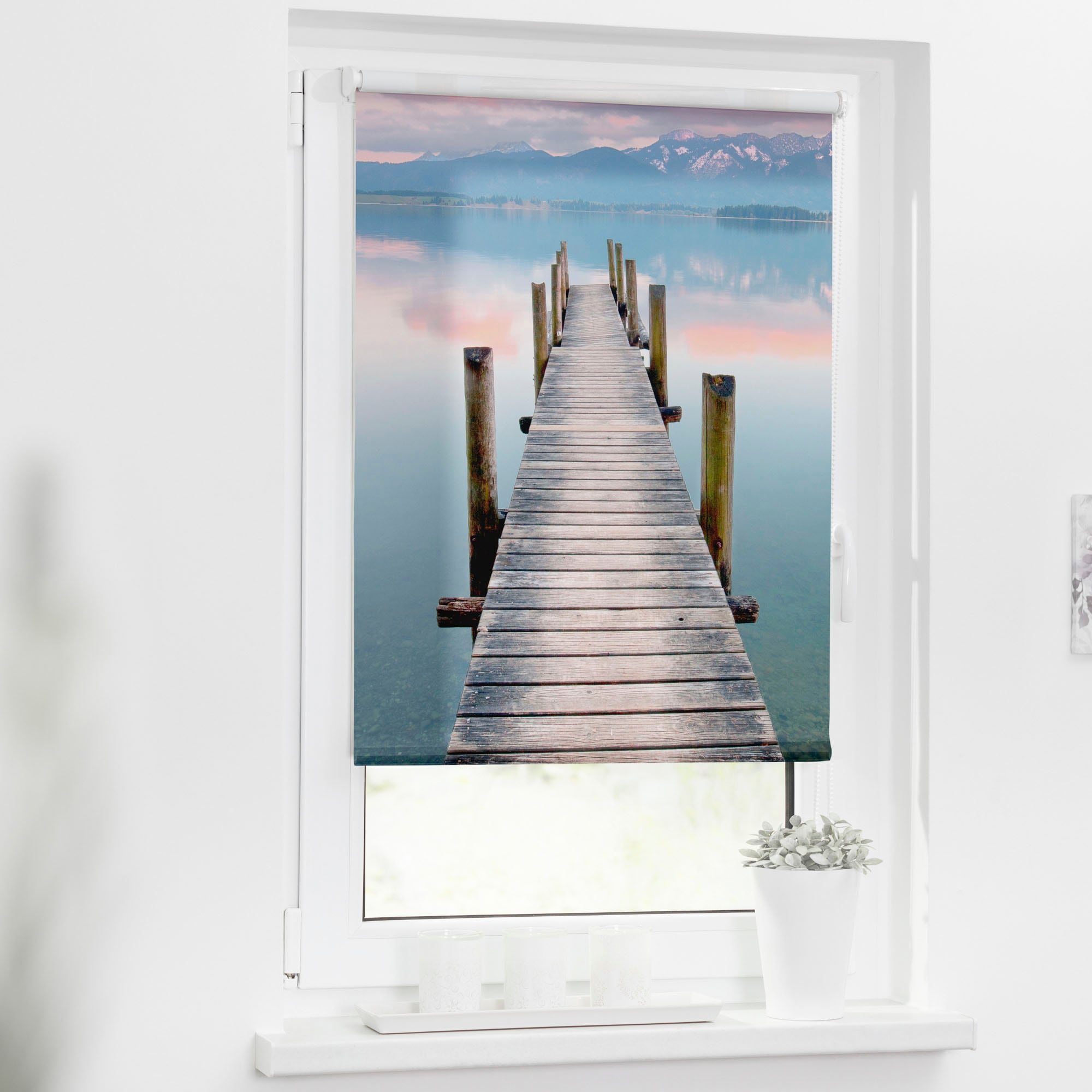 LICHTBLICK ORIGINAL Seitenzugrollo »Rollo Klemmfix, ohne Bohren, blickdicht, Steg Abendstimmung« blickdicht Blendschutz | Sichtschutz freihängend