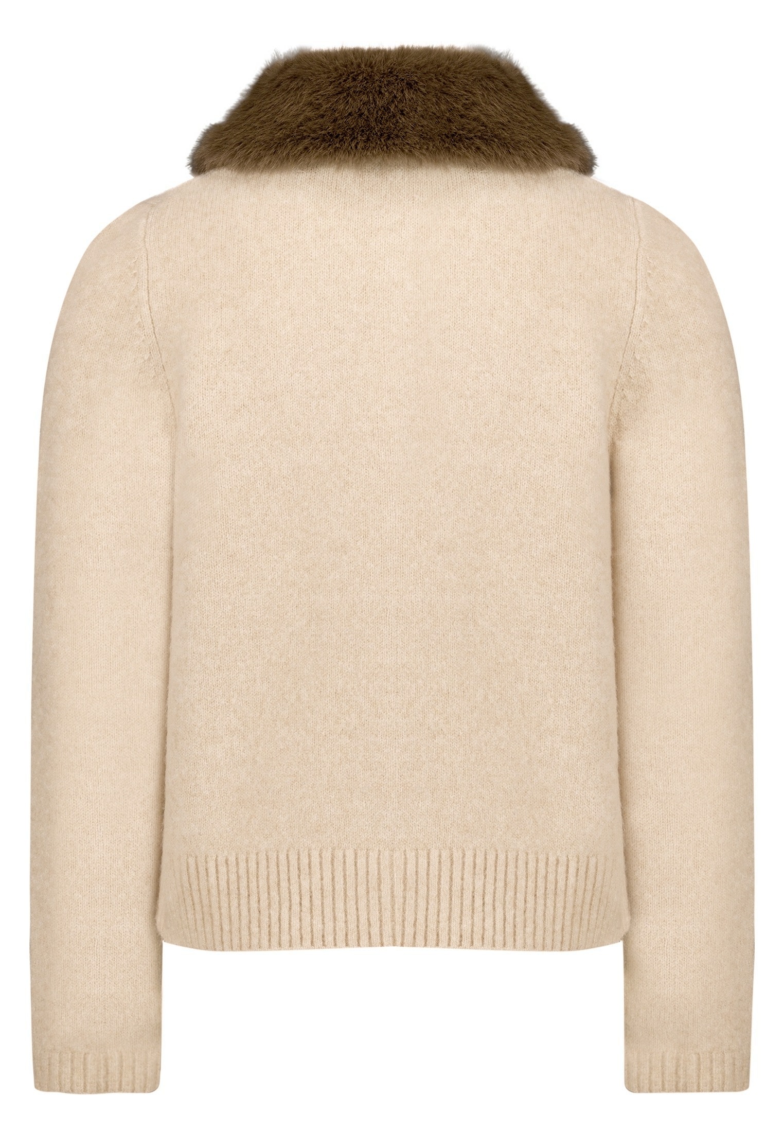 Zero Strickjacke »Casual-Strickjacke mit Kunstfellkragen«