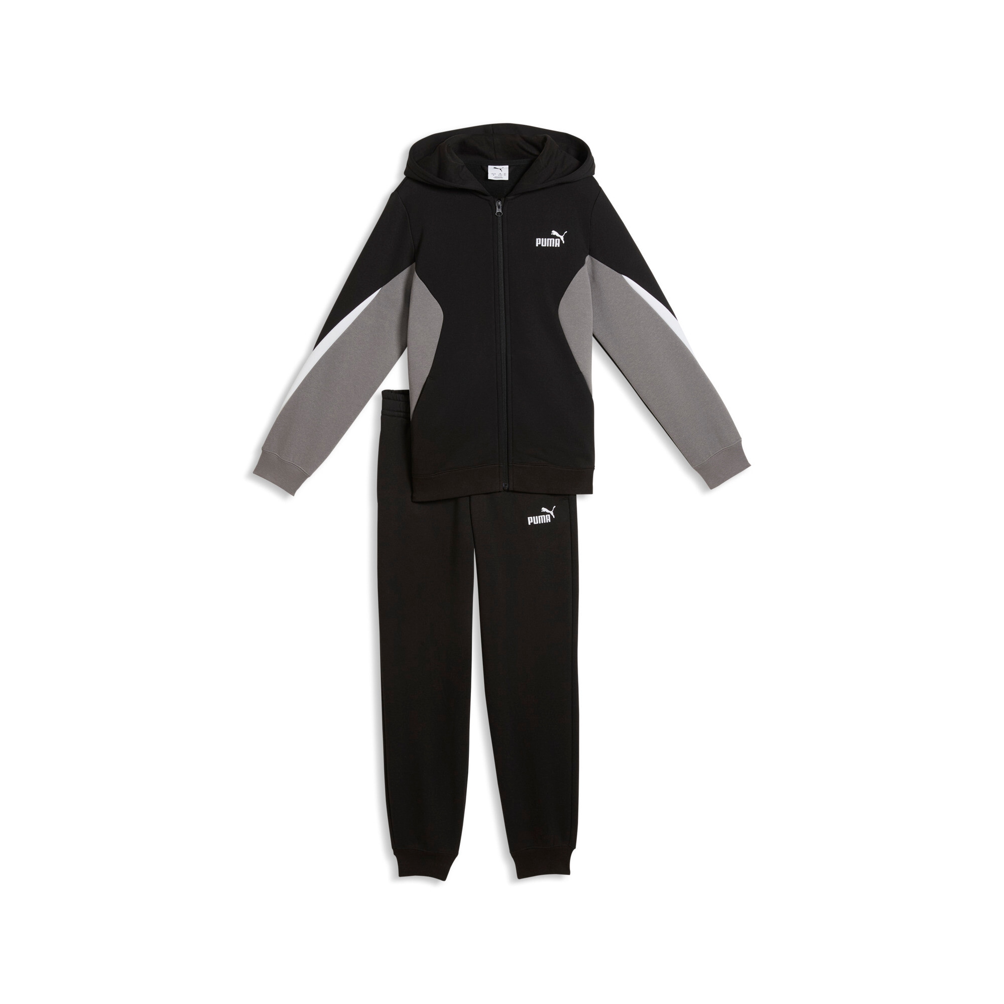 PUMA Trainingsanzug »ESS BLOCK FULL-ZIP SWEAT SUIT B« 2 2-teiliges Set, mit Reißverschluss am Oberteil, Regular Fit