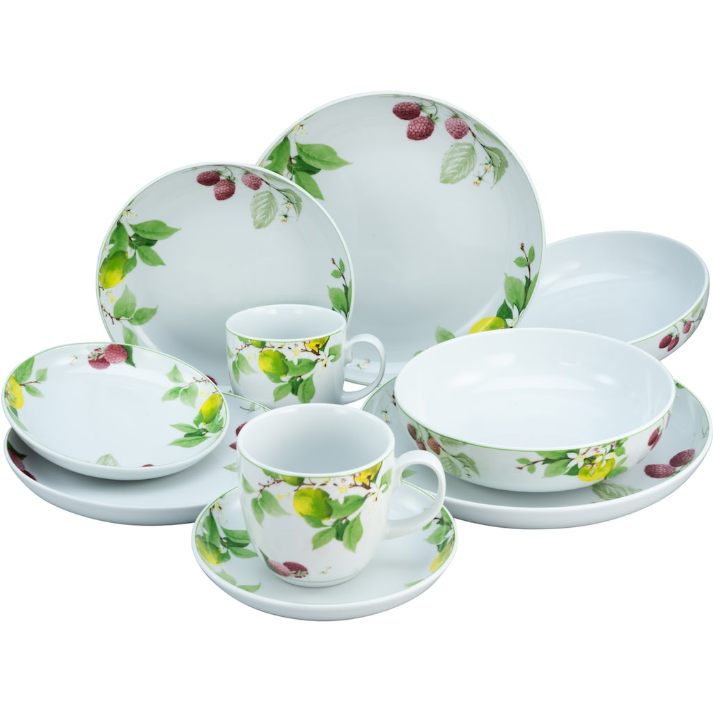 CreaTable Kombiservice »Geschirr-Set Royal Orchard«, (Set, 10 tlg., Kaffeeservice und Tafelservice im Set, für 2 Personen)