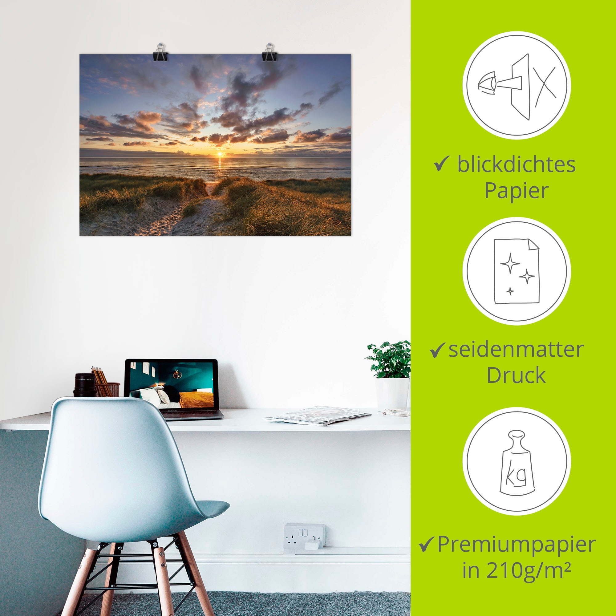 Artland Wandbild »Sonnenuntergang auf Sylt«, Bilder vom Sonnenuntergang & -aufgang, (1 St.), als Leinwandbild, Poster in verschied. Größen