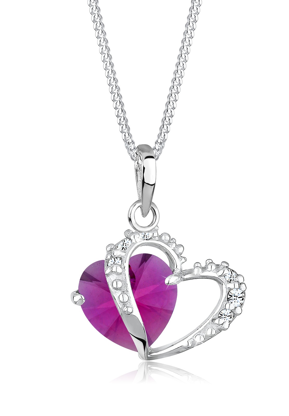 Elli Silberkette »Halskette Herz Anhänger Love 925 Silber, mit Kristallen von Swarovski®«