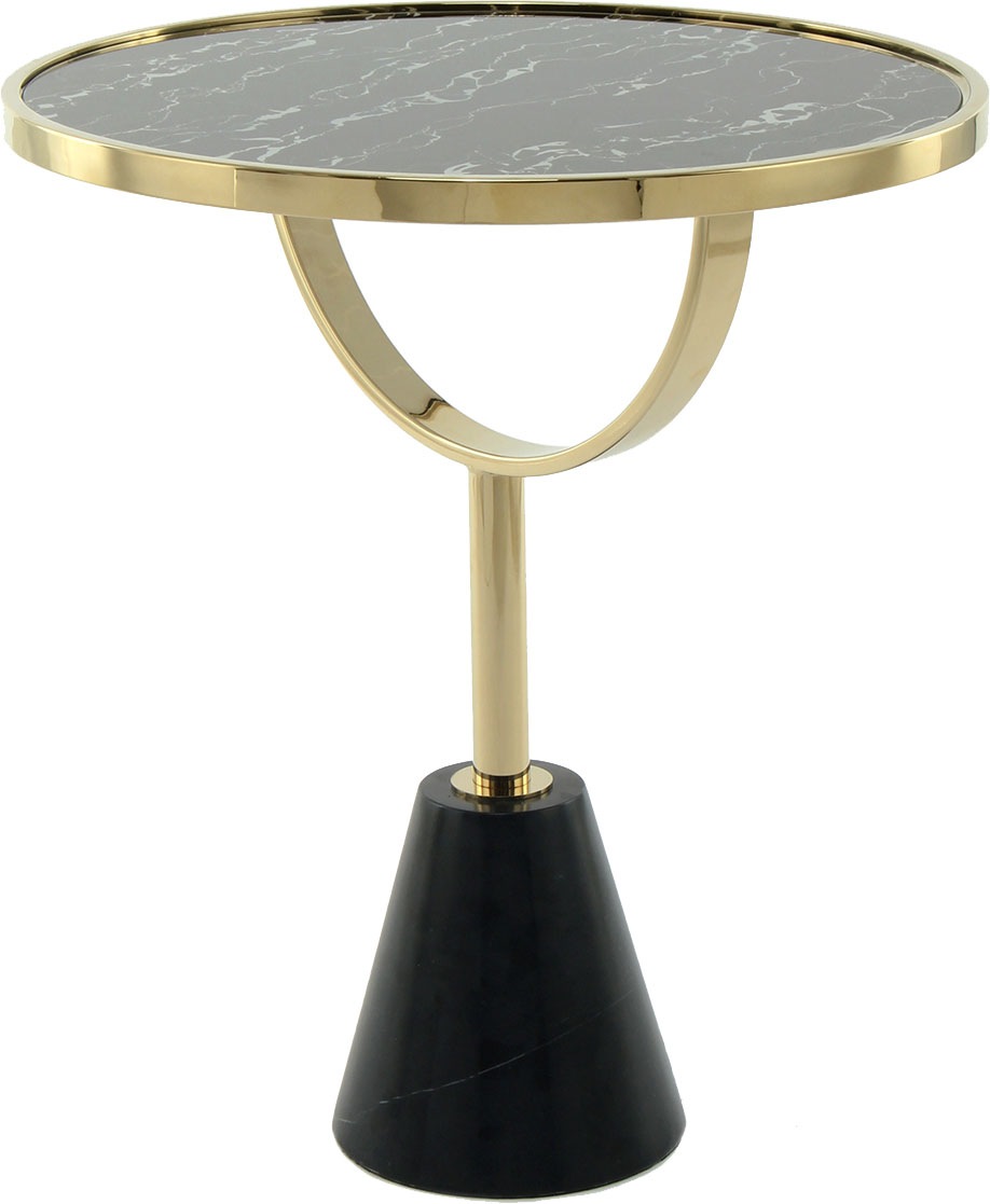 Kayoom Beistelltisch »Oscar 125, edle marmorierte Glasplatte« 1 Stk. tlg. ausgefallenes Gestell, stabiler Marmorfuß, marmorierte Glasplatte