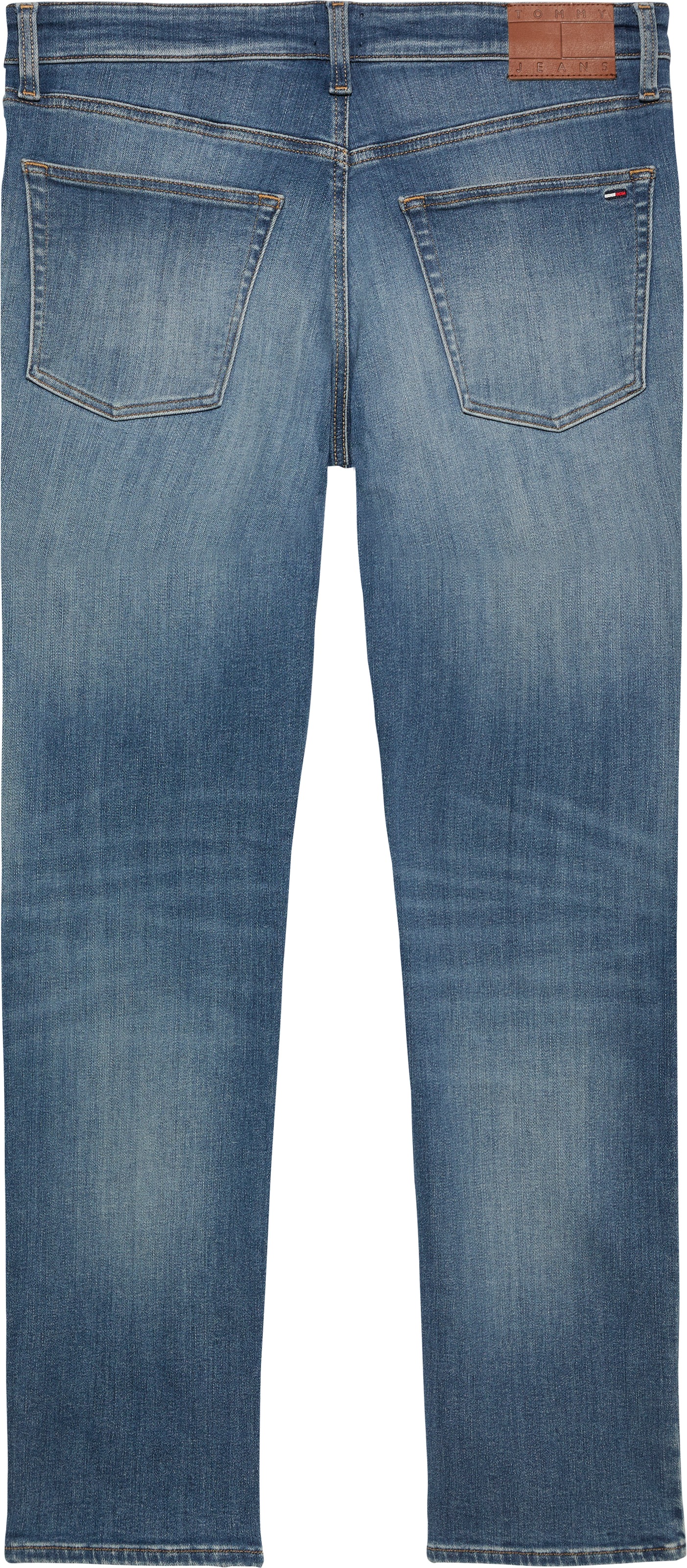 Tommy Jeans Gerade Jeans »Scanton Slim«, Mit Markenlabel aus Leder hinten
