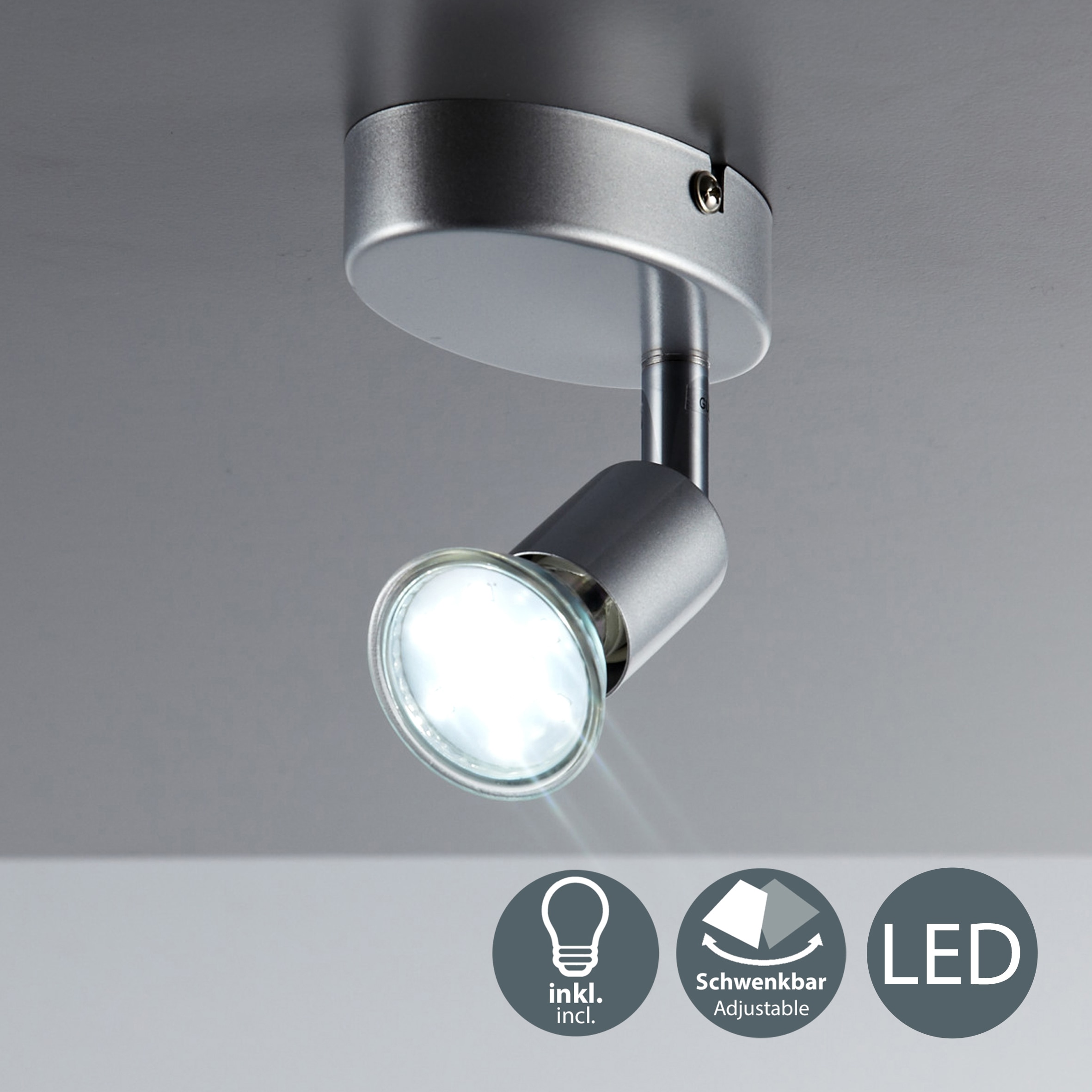B.K.Licht LED Deckenleuchte, kaufen 1 online Deckenlampe schwenkbar Decken-Spot GU10 3 Leuchte Jahren Wohnzimmer mit Garantie XXL LED Metall | flammig-flammig