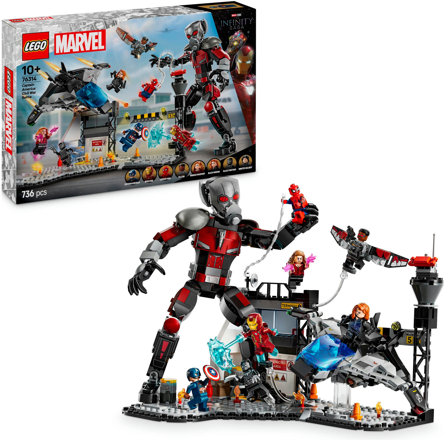 LEGO® Konstruktionsspielsteine »Captain America: Civil War Actionduell (76314), LEGO Super...