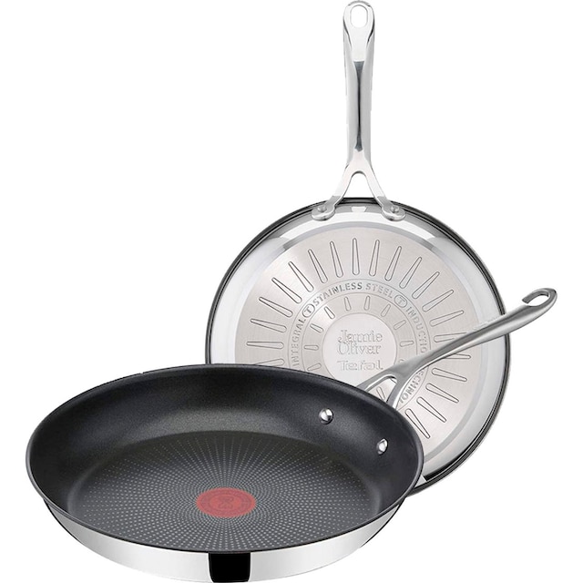 Tefal Pfannen-Set »Jamie Oliver Cook's Direct«, Edelstahl, (2 tlg.), aus  Edelstahl, Antihaft, Thermo-Signal, alle Herdarten Induktion, Set mit 3  Jahren XXL Garantie