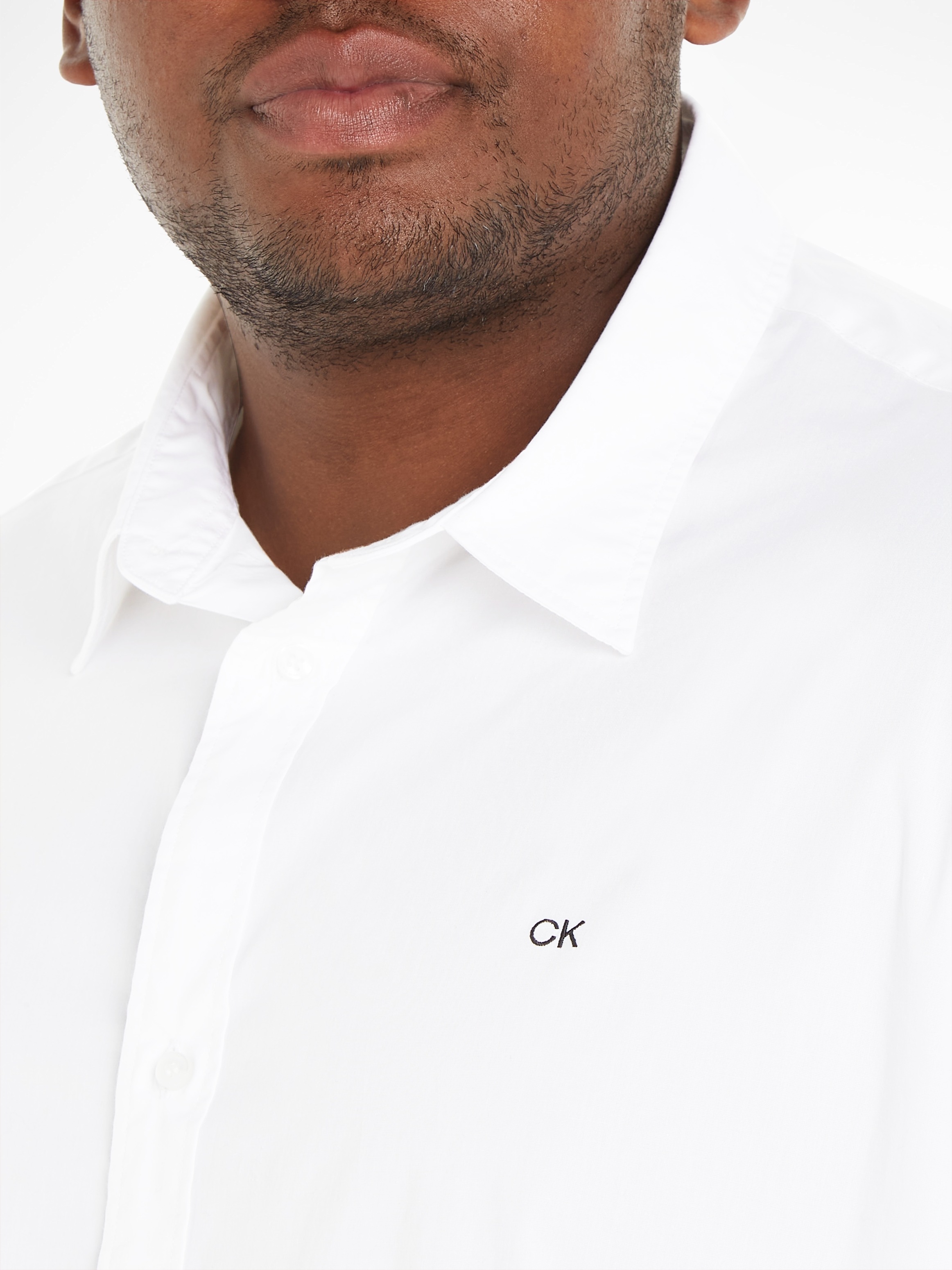 Calvin Klein Big&Tall Langarmhemd »BT_STRETCH POPLIN SLIM SHIRT«, in großen Größen mit durchgehender Knopfleiste