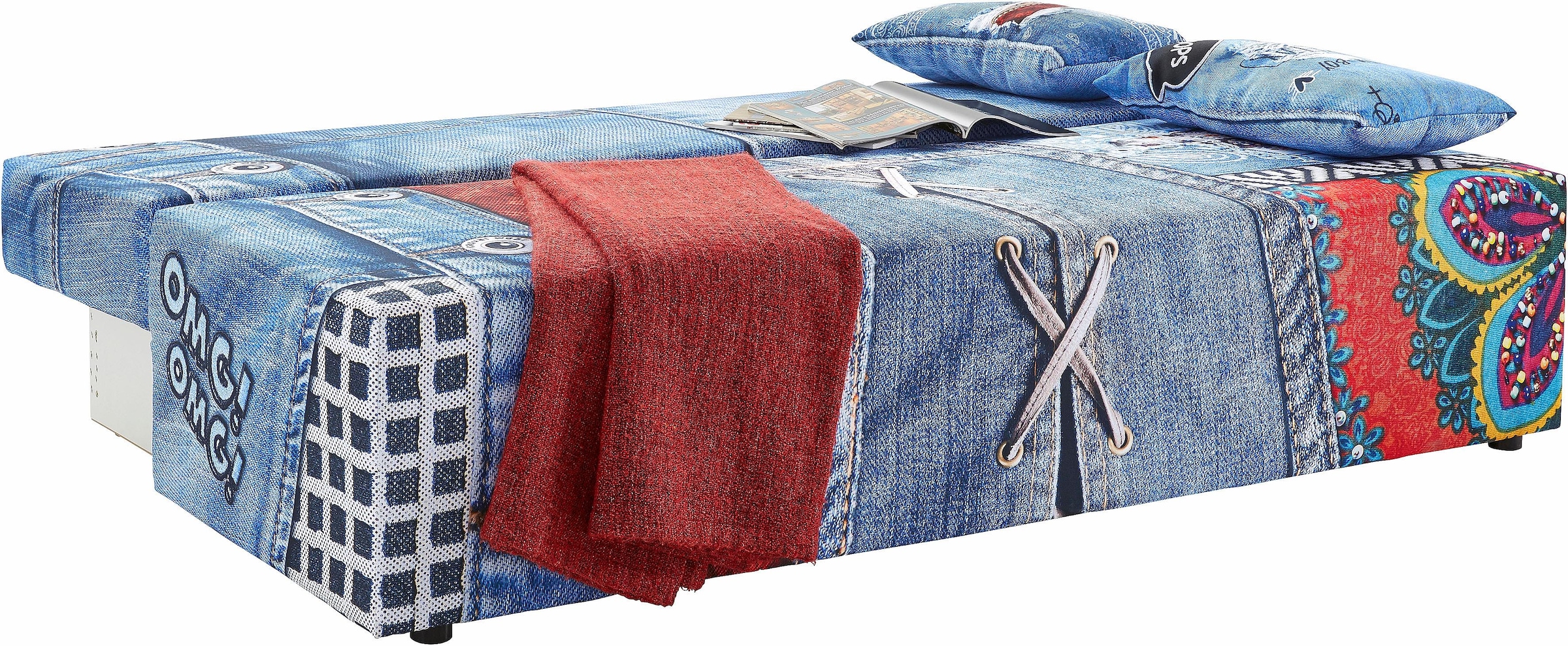 exxpo - sofa fashion Schlafsofa »Extravagantes Sofa für Individualisten mit Bettfunktion und Bettkasten« in außergewöhnlichen Bezugsvarianten, Solitärmöbel