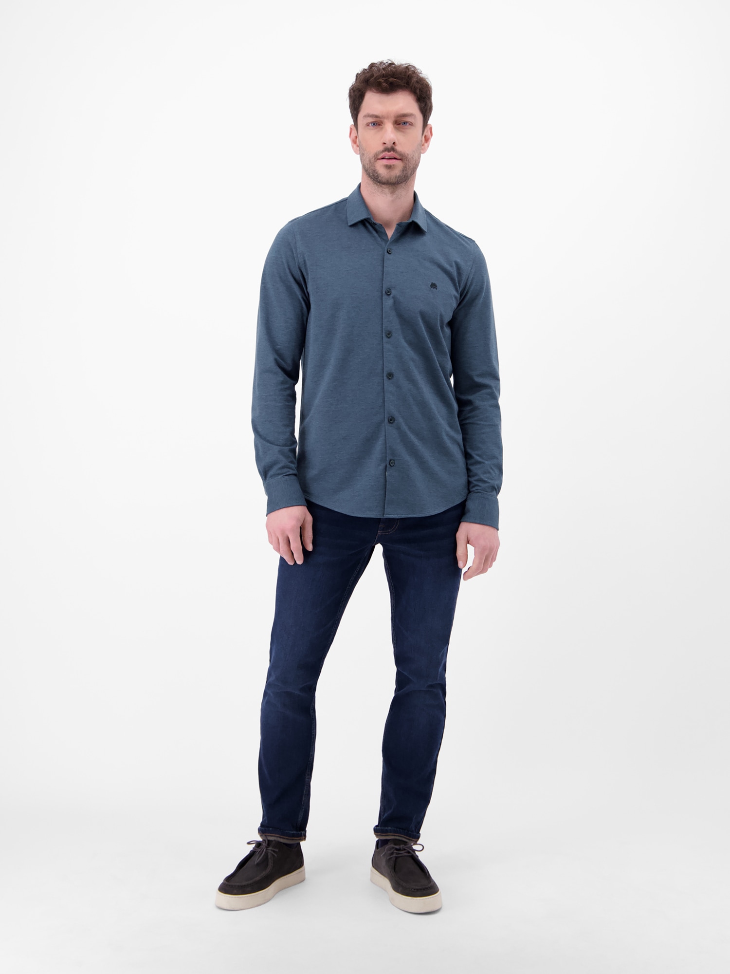 LERROS Langarmhemd »Jerseyhemd mit 2-Knopf-Manschette und Kentkragen«