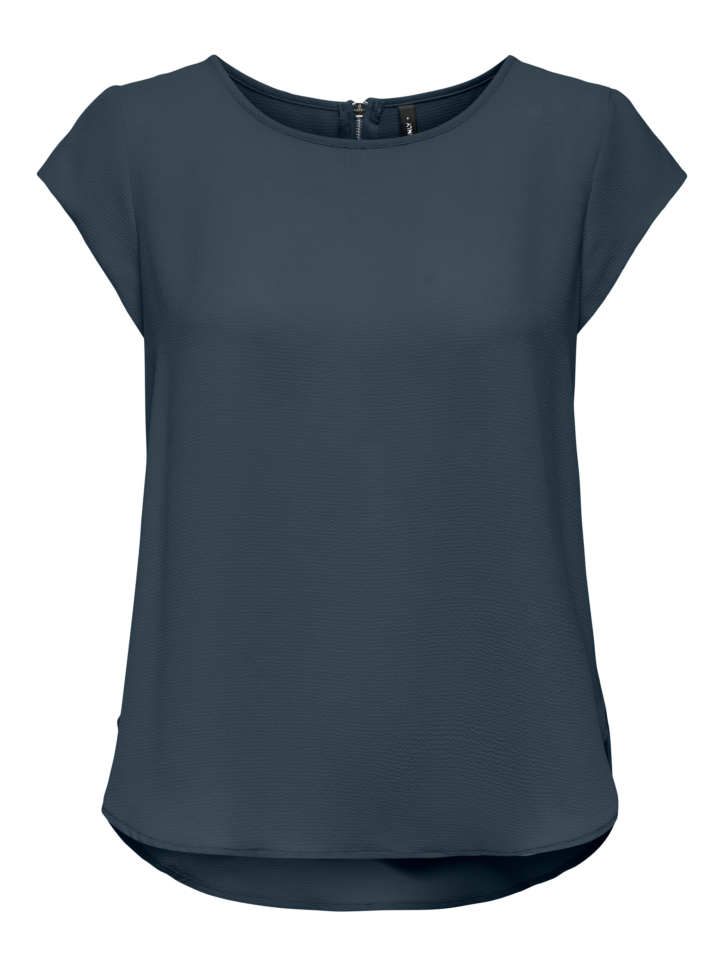 ONLY Kurzarmbluse »ONLVIC – feminines Blusenshirt in lockerer Form«, regular fit, Web, Kunstfaser, Rundhals, unifarben