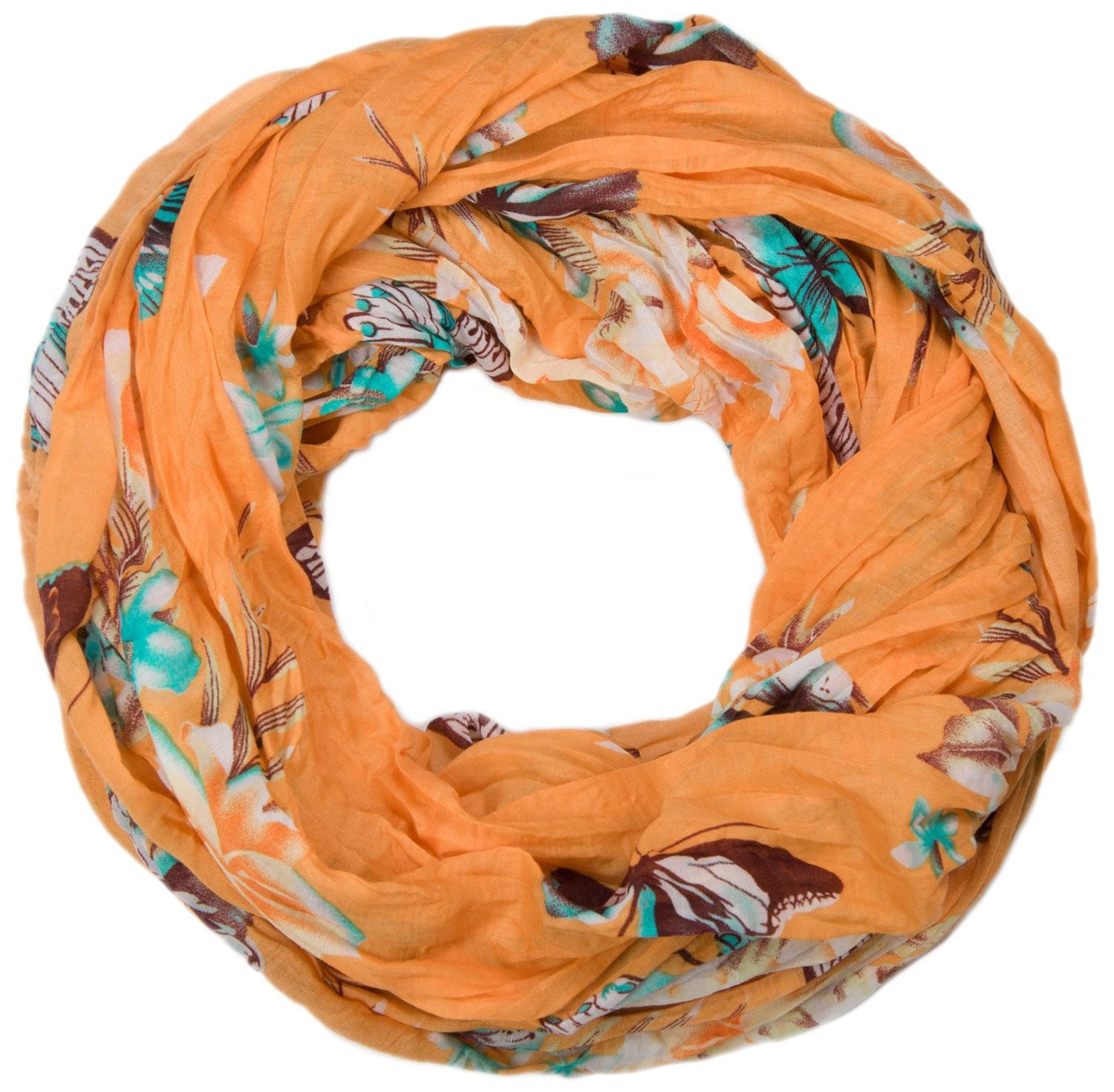 styleBREAKER Loop »Loop mit Schmetterling Blumen Print« 1 Stk.