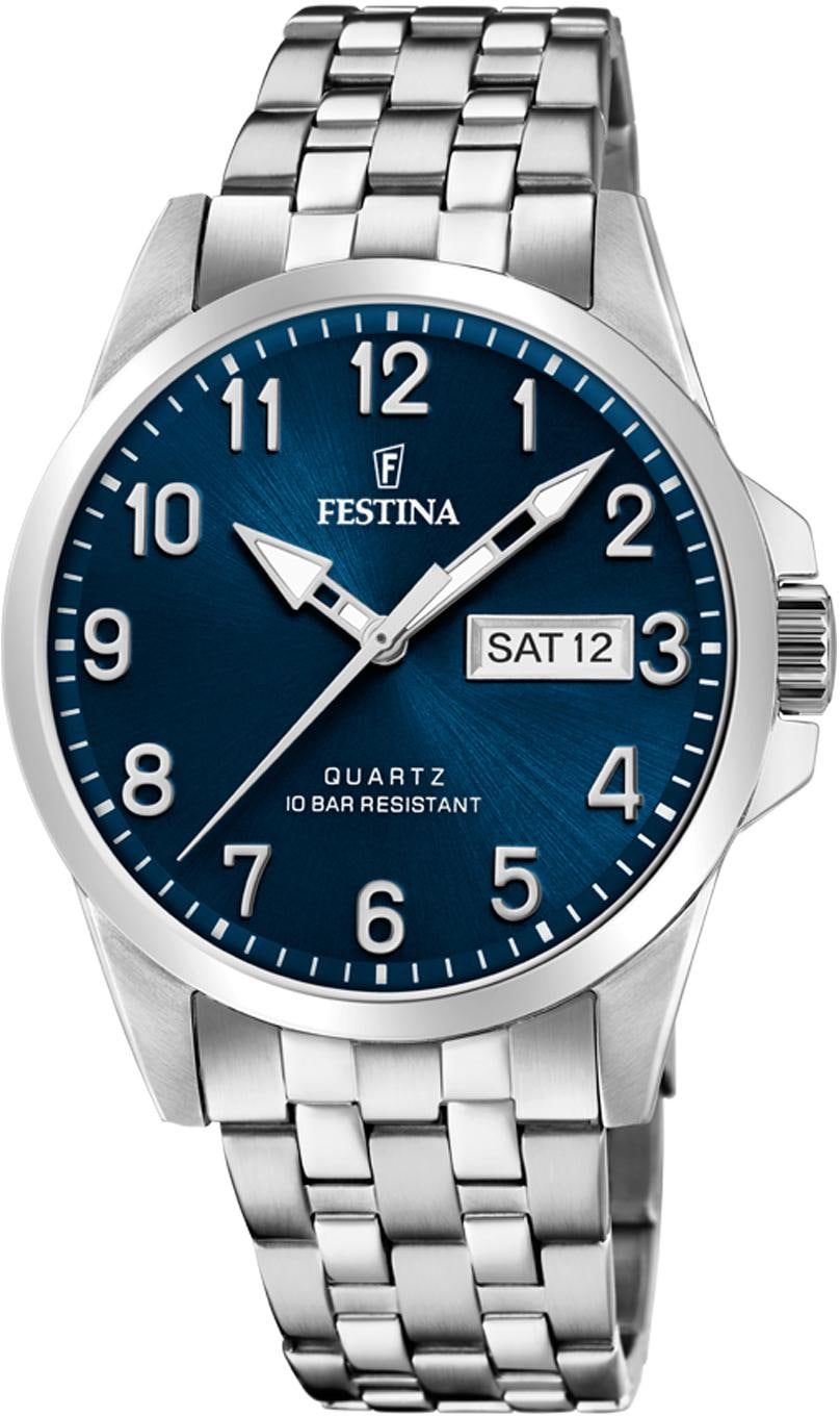 Festina Quarzuhr »F20357/C«, Armbanduhr, Herrenuhr, Damenuhr, Edelstahlarmband, bis 10 bar wasserd.