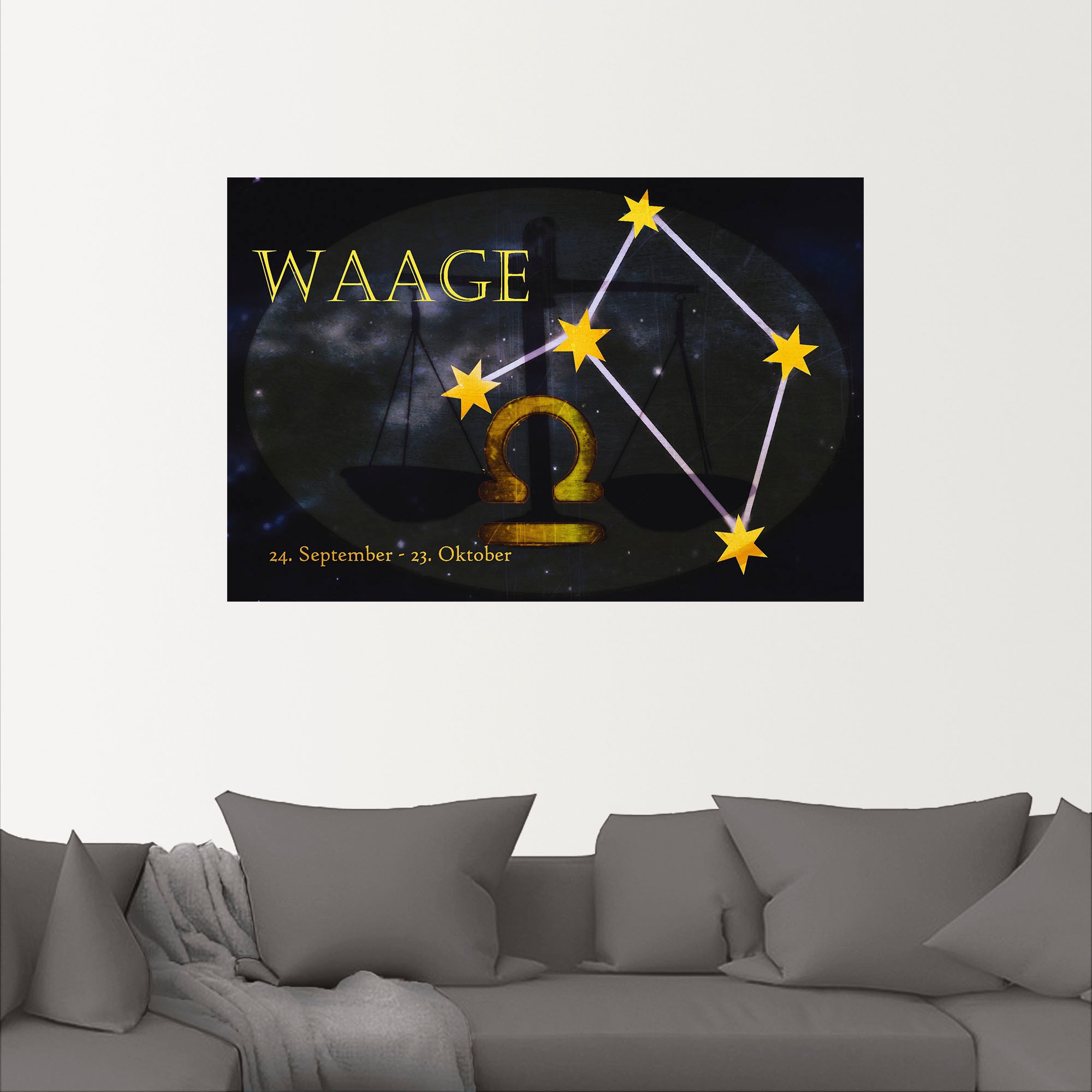 Artland Wandbild »Sternzeichen - Waage«, Bilder von Sternzeichen, (1 St.), als Leinwandbild, Poster, Wandaufkleber in verschied. Größen
