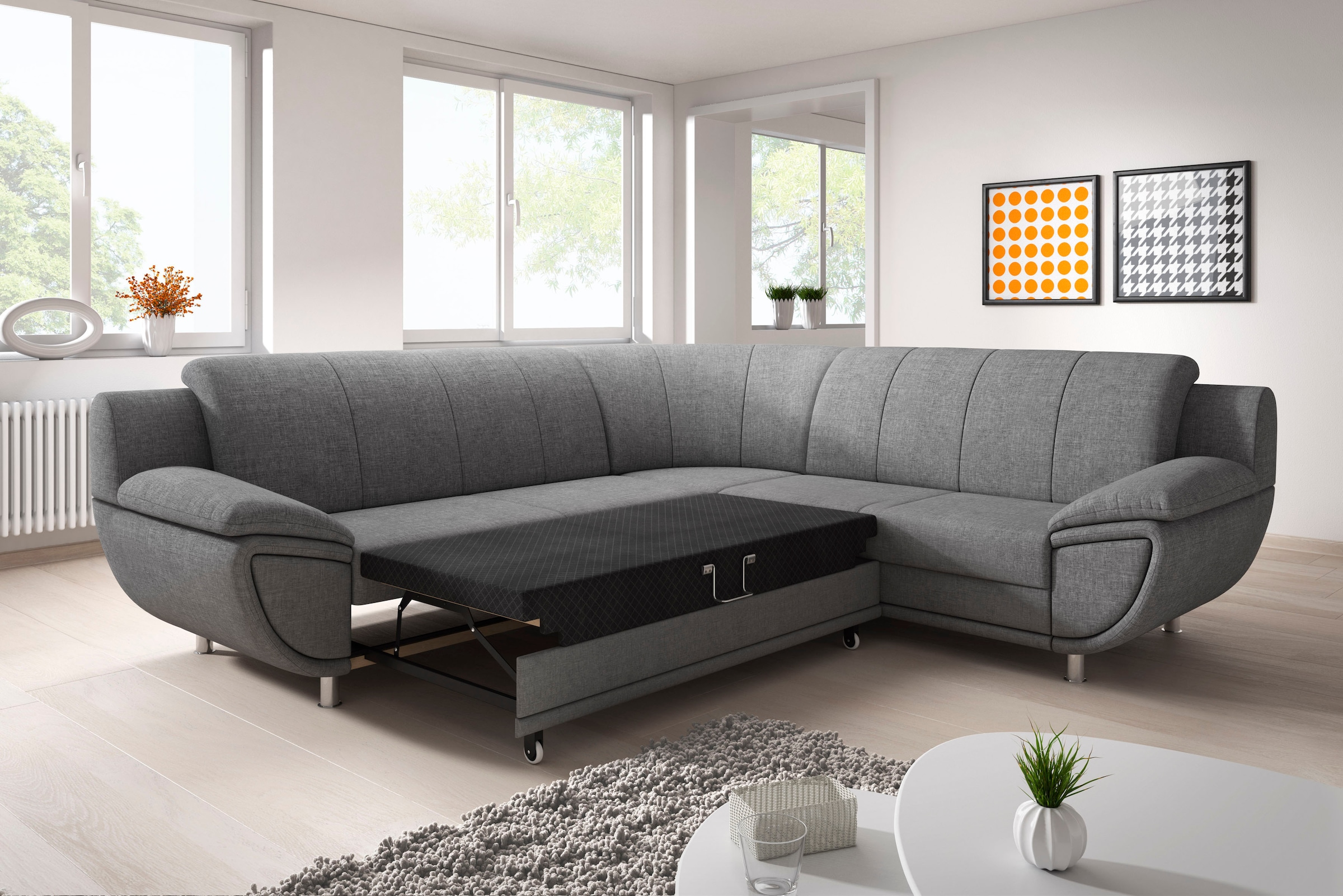 TRENDMANUFAKTUR Ecksofa »Rondo II, L-Form«, wahlweise mit Federkern, wahlweise mit Bettfunktion