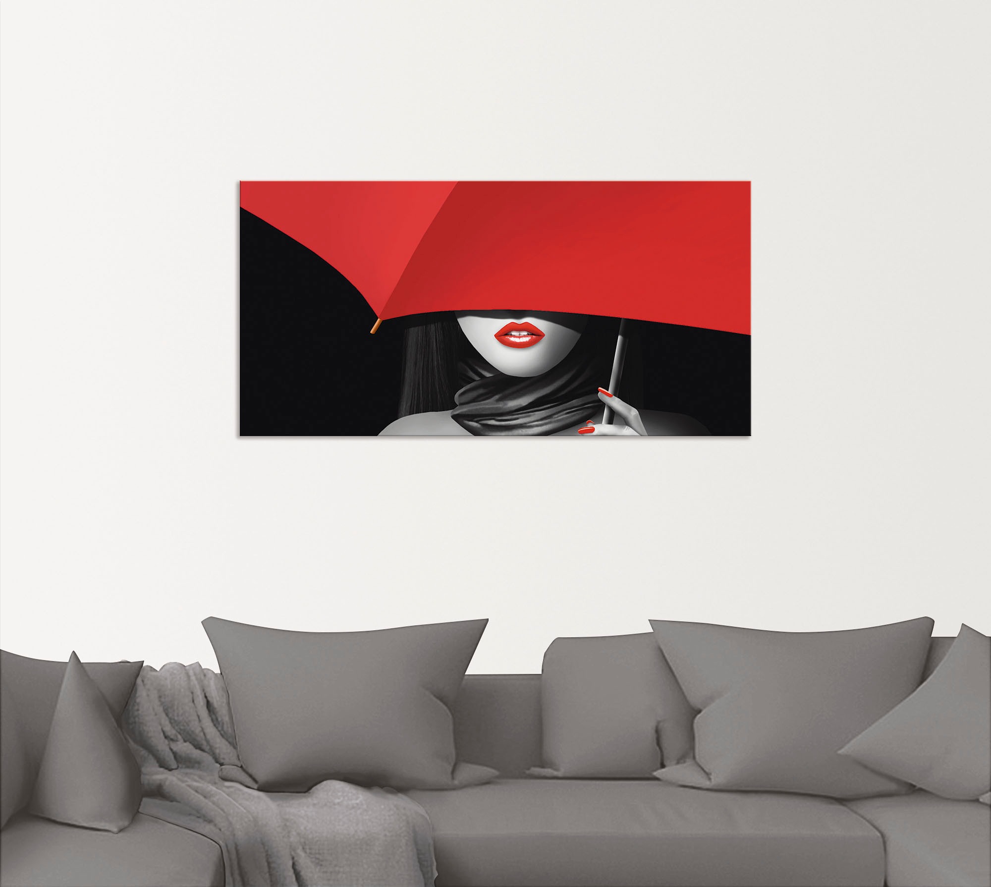 Artland Wandbild »Rote Lippen unter dem Regenschirm«, Frau, (1 St.), als Alubild, Outdoorbild, Poster, Wandaufkleber in verschied. Größen