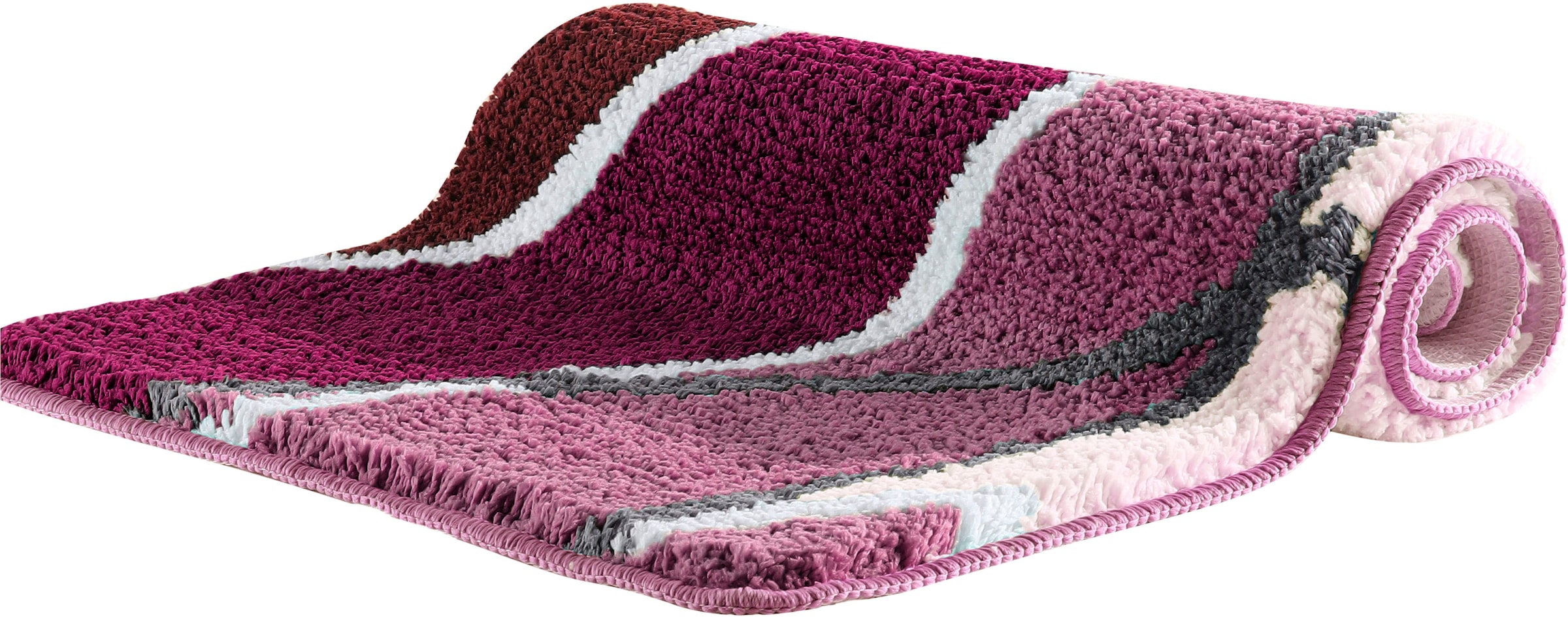 my home Badematte »Juna mit Muster, Badvorleger, Badezimmer Teppich, Duschvorleger« Höhe 20 mm rutschhemmend beschichtet strapazierfähig besonders weich, Design, Badematten, Badteppich