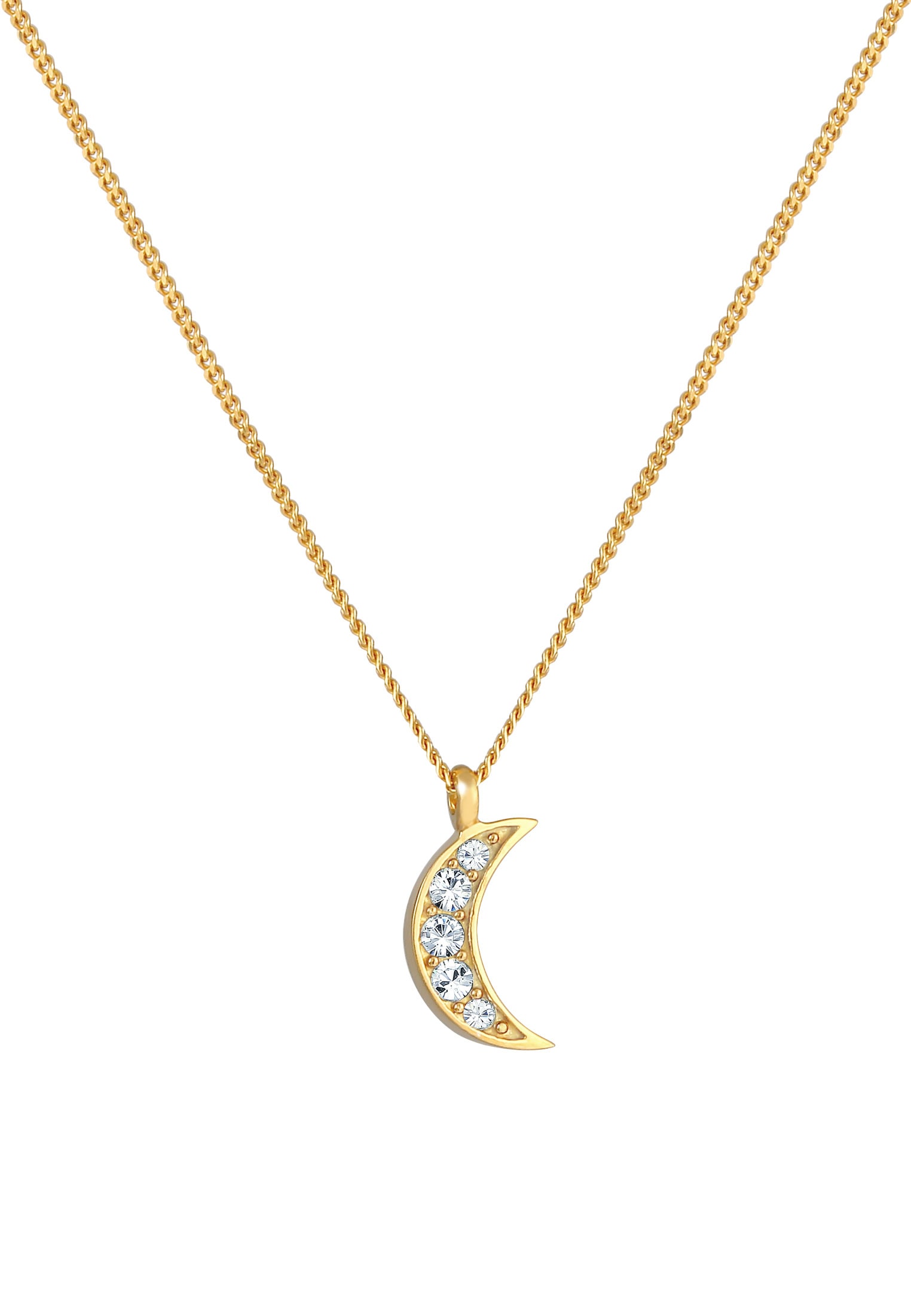 Elli Silberkette »Halskette Halbmond Astro Kristalle 925 Silber«