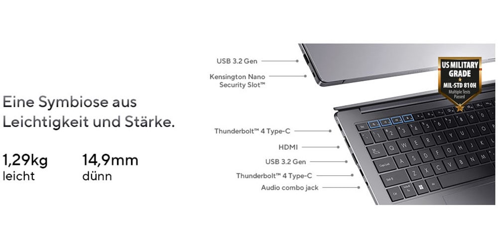 Asus Notebook »ExpertBook P5 P5405CSA-NZ0910X« 35,6 cm / 14 ″ Intel Core Ultra 5 ARC 130V 1.000 GB SSD