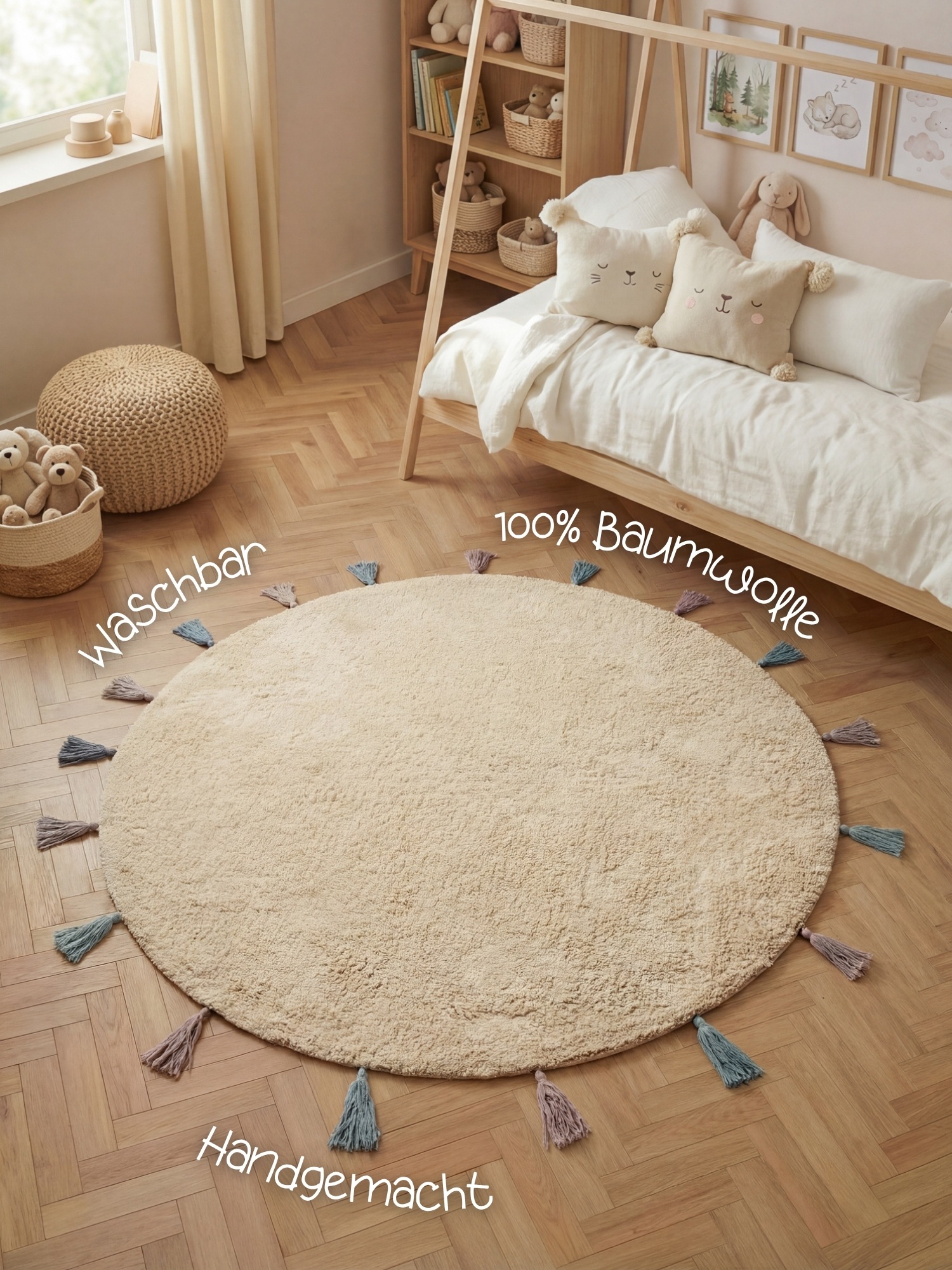 HANSE Home Kinderteppich »Sunna« Motivform 10 mm Höhe Waschbar, Handgemacht, Weich, Rutschfest, Spielteppich Kinderzimmer
