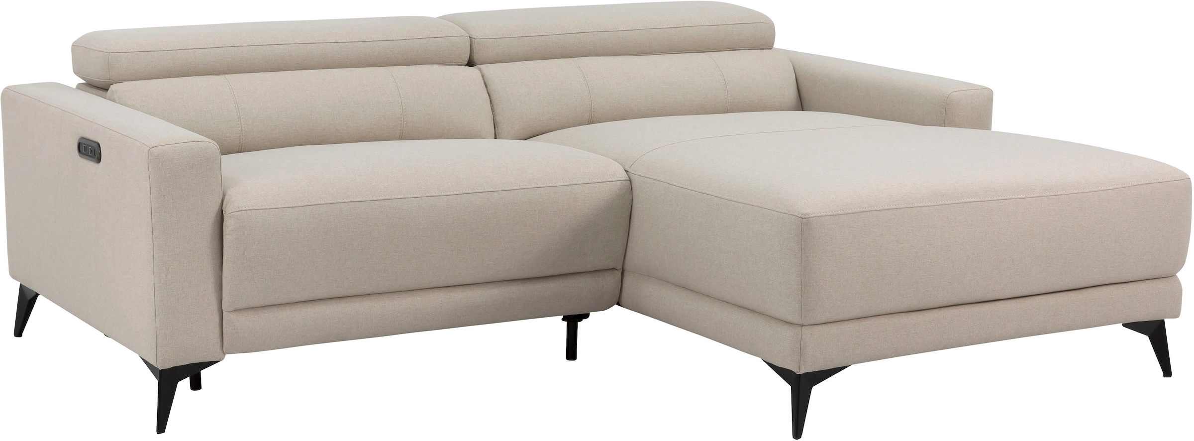 OTTO home Ecksofa »LEWII, L-Form, 213 cm - elektr. Relaxfunktion« mit USB A/C-Anschluss. Federkern, verstellbaren Kopfstützen, Webstoff