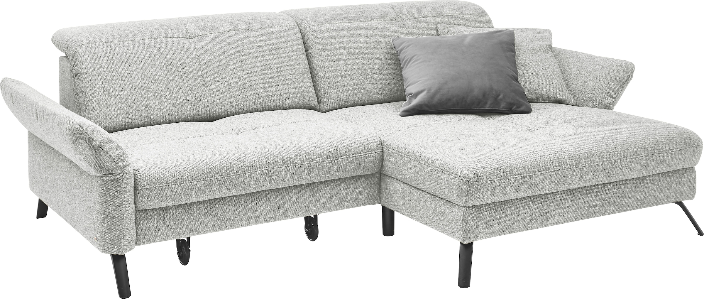 set one by Musterring Ecksofa »SO 4400 V« wahlweise mit motorischer Bettfunktion & Kopfverstellung, Fuß schwarz