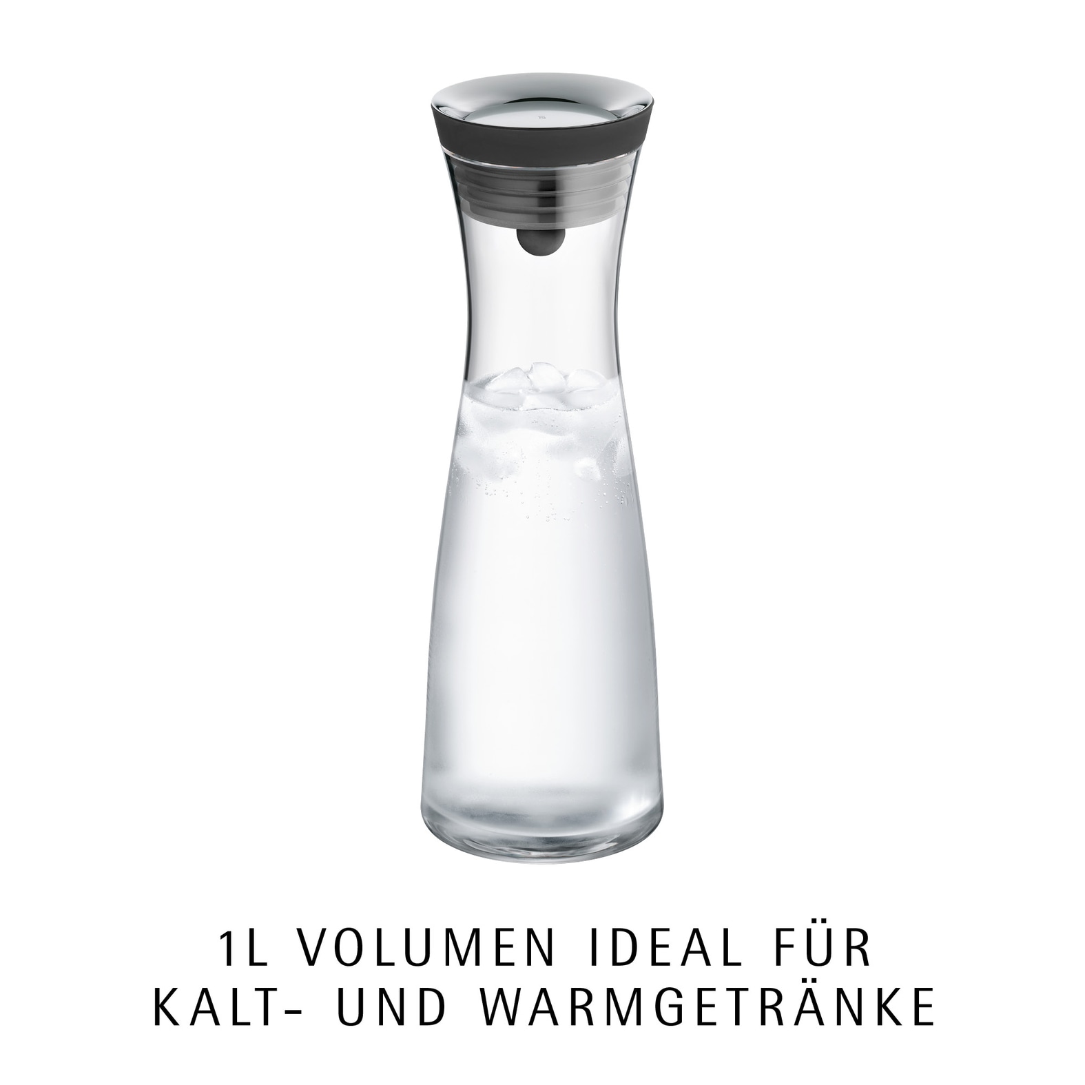 WMF Wasserkaraffe »Basic für Kalt- und Warmgetränke, Silikonrand, 1 l Fassungsvermögen« Close-Up-Verschluss ink. integriertem Sieb, spülmaschinengeeignet