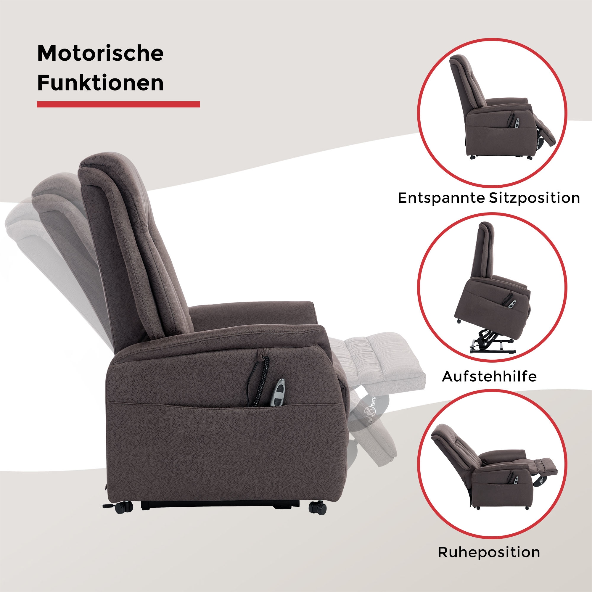 Duo Collection TV-Sessel »Siena mit elektrischer Aufstehhilfe« Relaxfunktion und Taschenfederkern mit Stahlwellenunterfederung