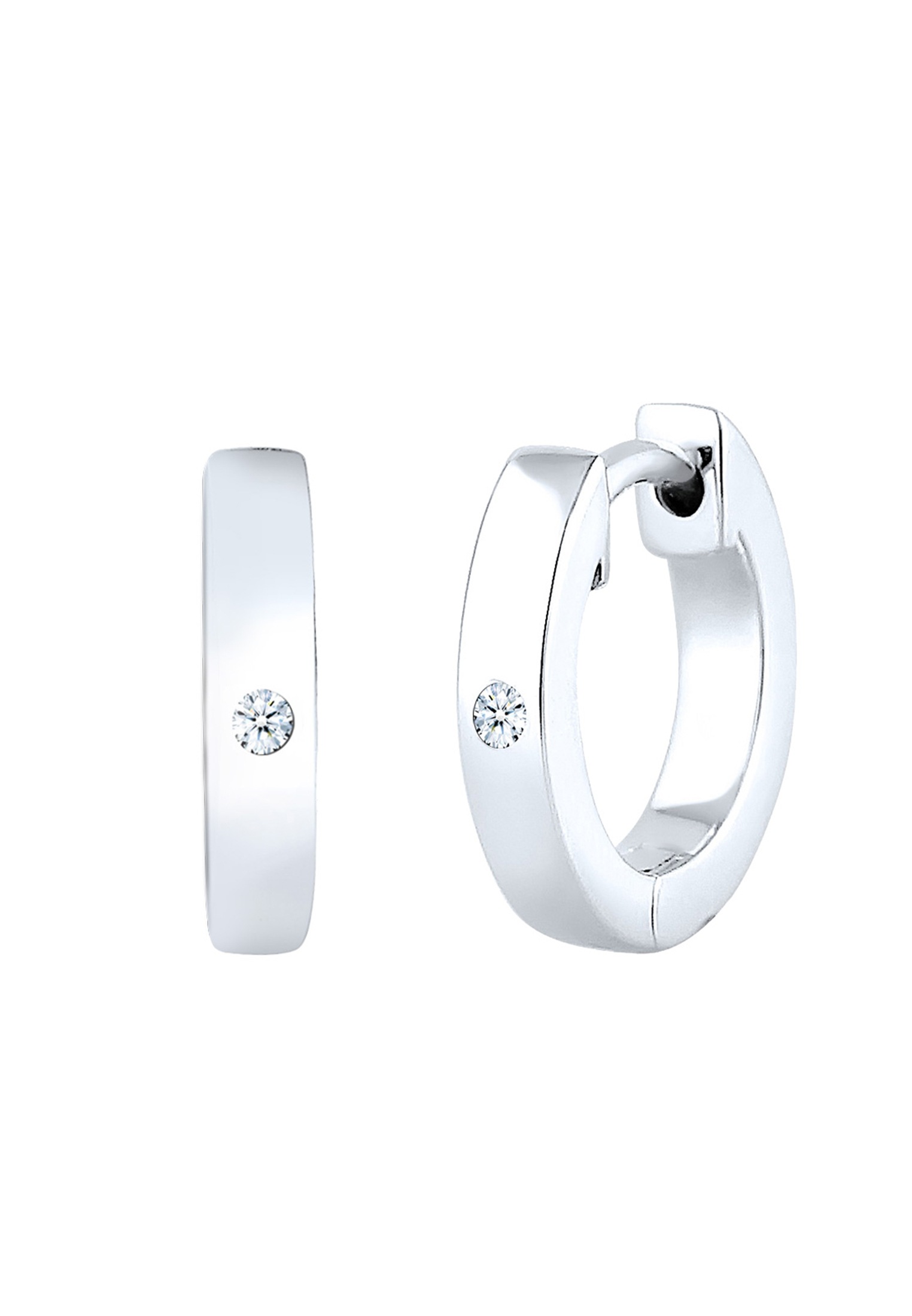 Elli DIAMONDS Paar Creolen »Ohrringe Creole Basic Diamant (0.03 ct) 925 Sterling Silber«