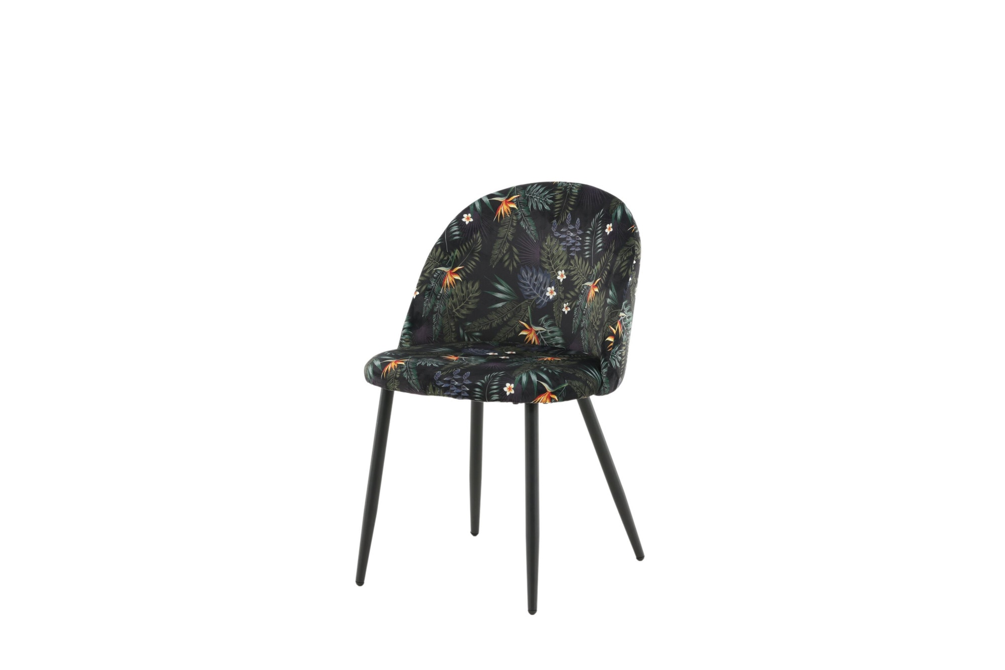 Venture Home Esszimmerstuhl »Velvet, 2er-Set Esszimmerstühle mit Blumenmuster in Schwarz, 150 kg« () 2 Stk.Polsterstuhl, weicher Bezug, Stahlbeine naturholz, weich, einladend