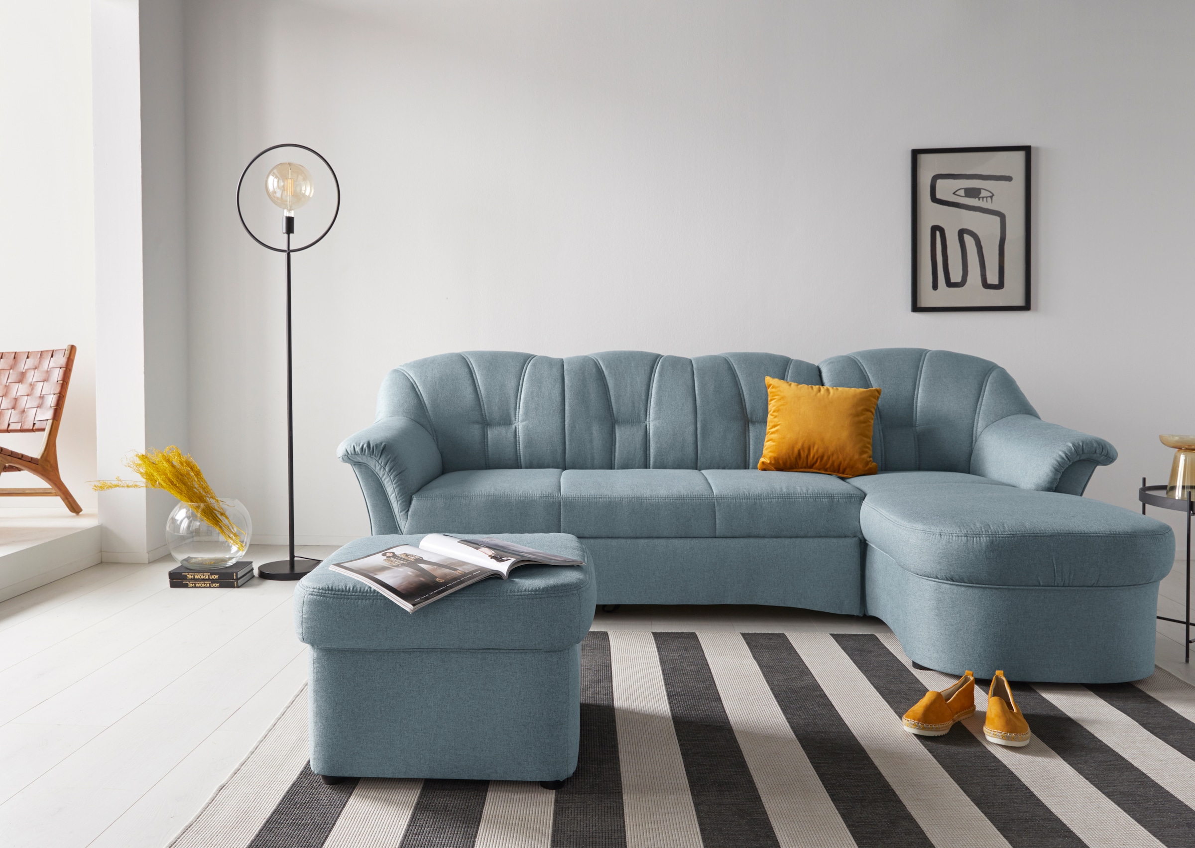 DOMO collection Ecksofa Papenburg L-Form, in großer Farbvielfalt, wahlweise mit Bettfunktion