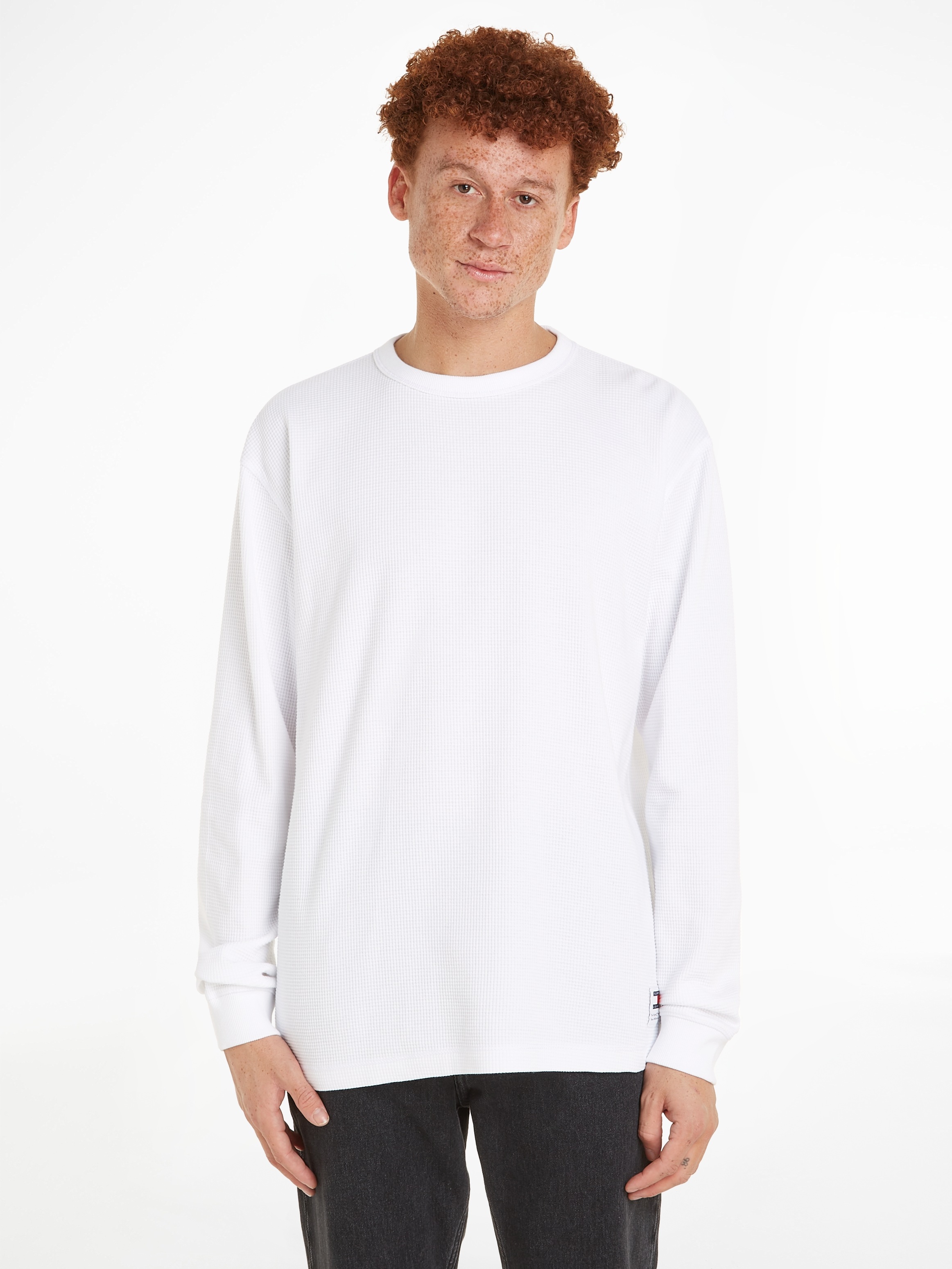 Langarmshirt »TJM REG LS WAFFLE TEE«, mit Markenlabel am Bund