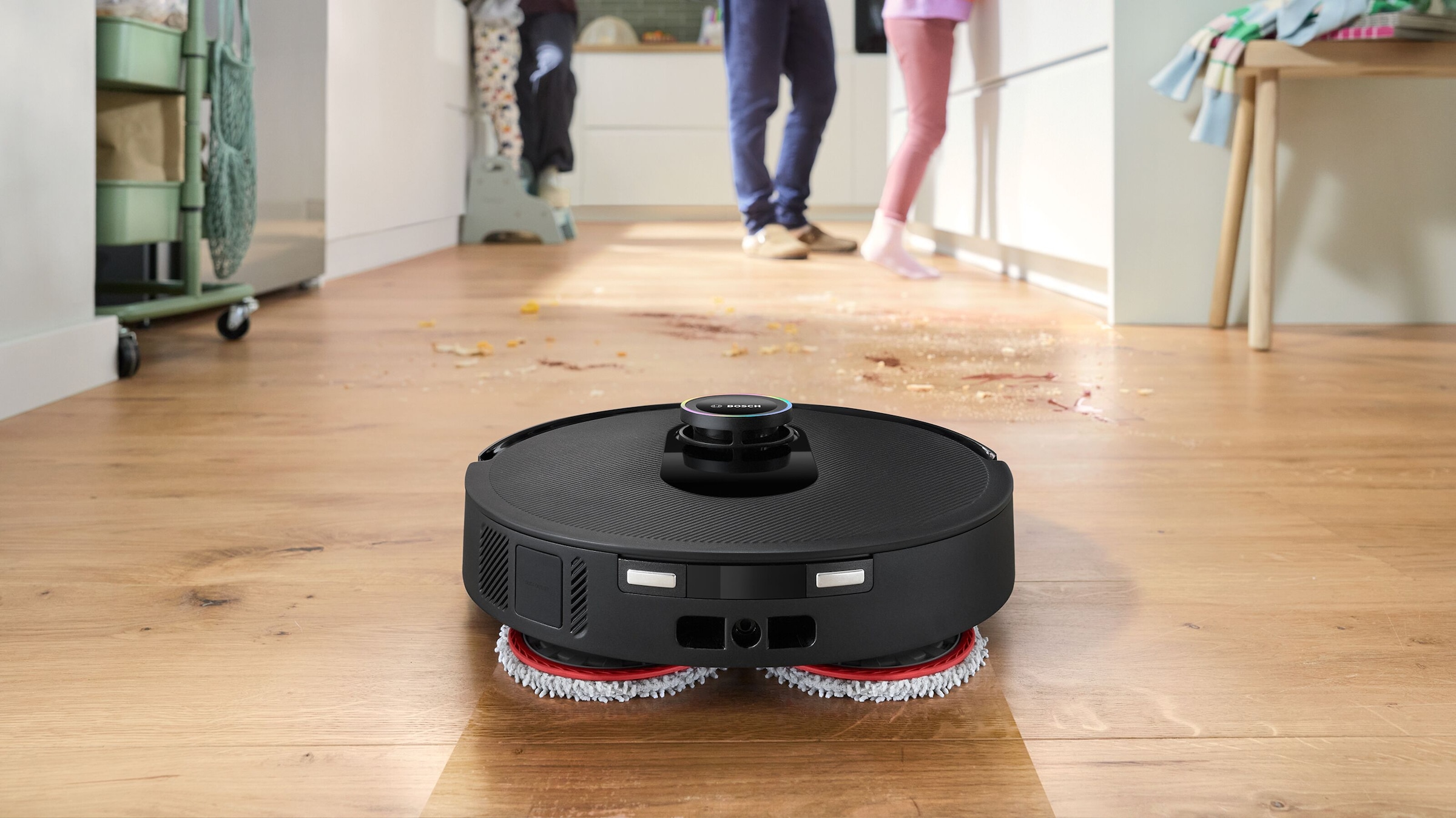 BOSCH Saugroboter »Spotless Max Cam BCRDW3BX, rotierende Wischpads, 70°C Selbstreinigung«, Datensicherheit, 11.000 Pa Saugkraft, Absaugstation, Kamera