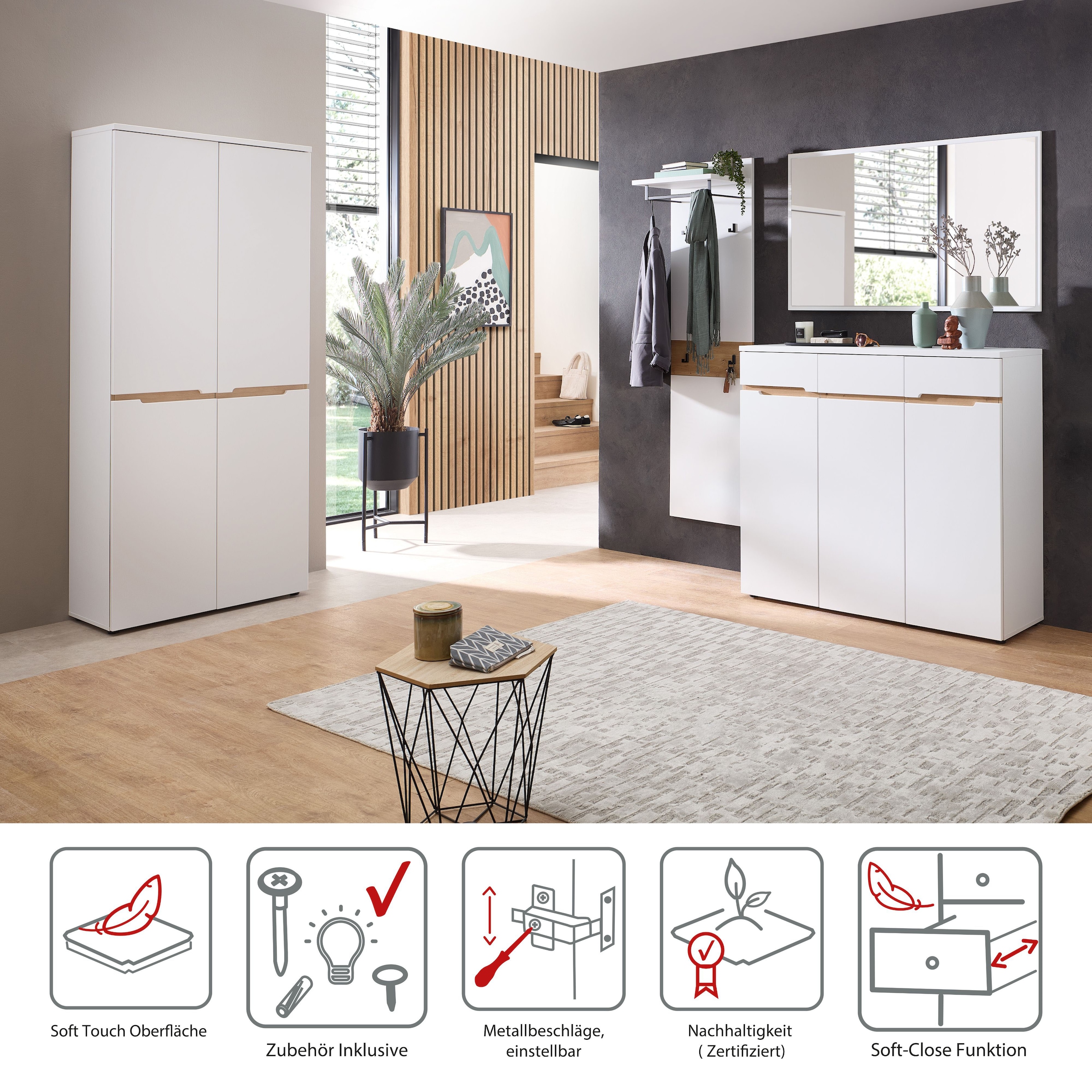 Innostyle Garderoben-Set »Memphis Garderoben Set, 181x190x38cm (B/H/T)« 3 Stk. tlg.