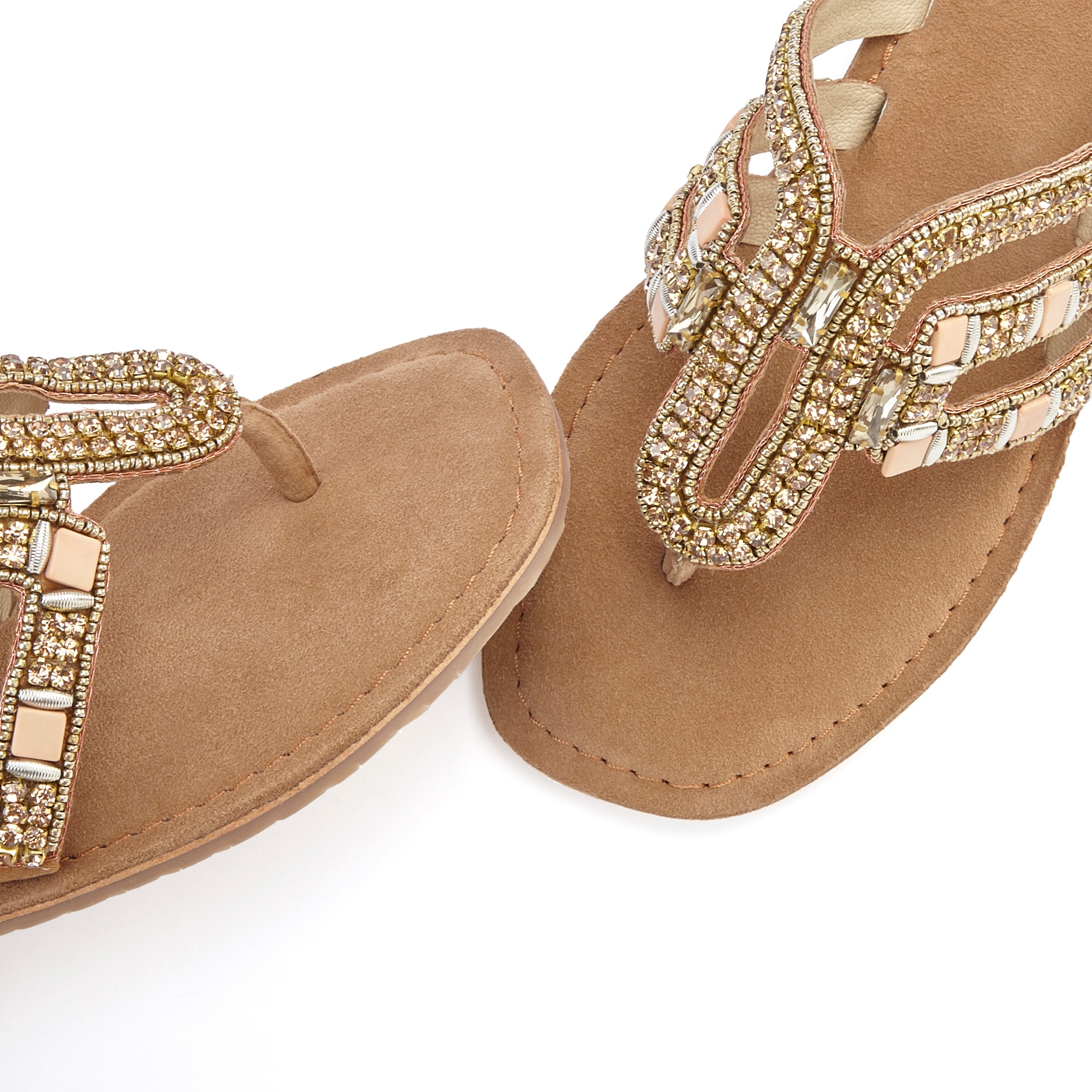 Vivance Zehentrenner, Sandale, Pantolette aus Leder mit Schmucksteinchen