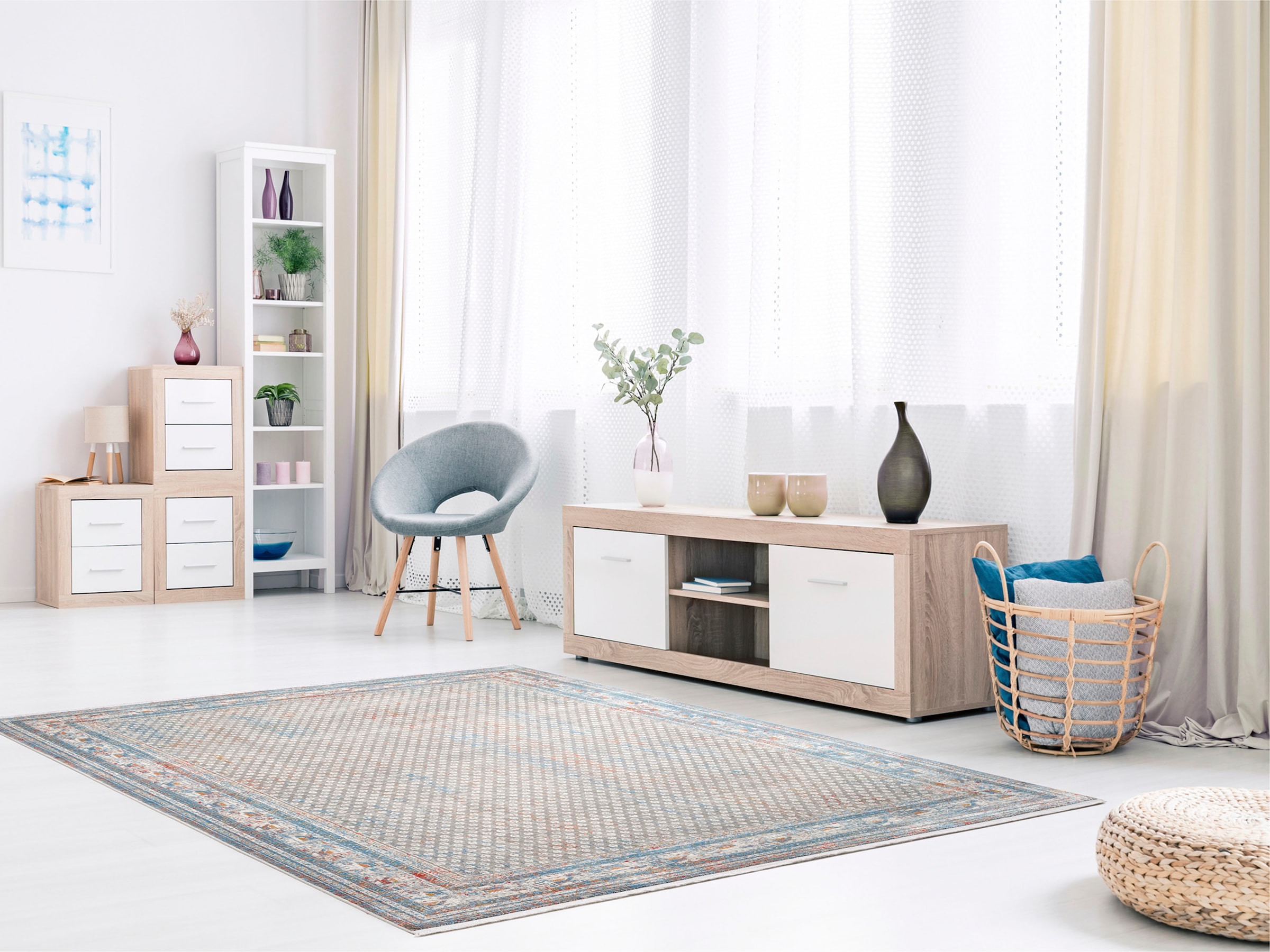 OCI DIE TEPPICHMARKE Teppich »BESTSELLER MIRI«, rechteckig, 8 mm Höhe, Vintage Optik mit feinem Glanz und feinen Fransen, Wohnzimmer