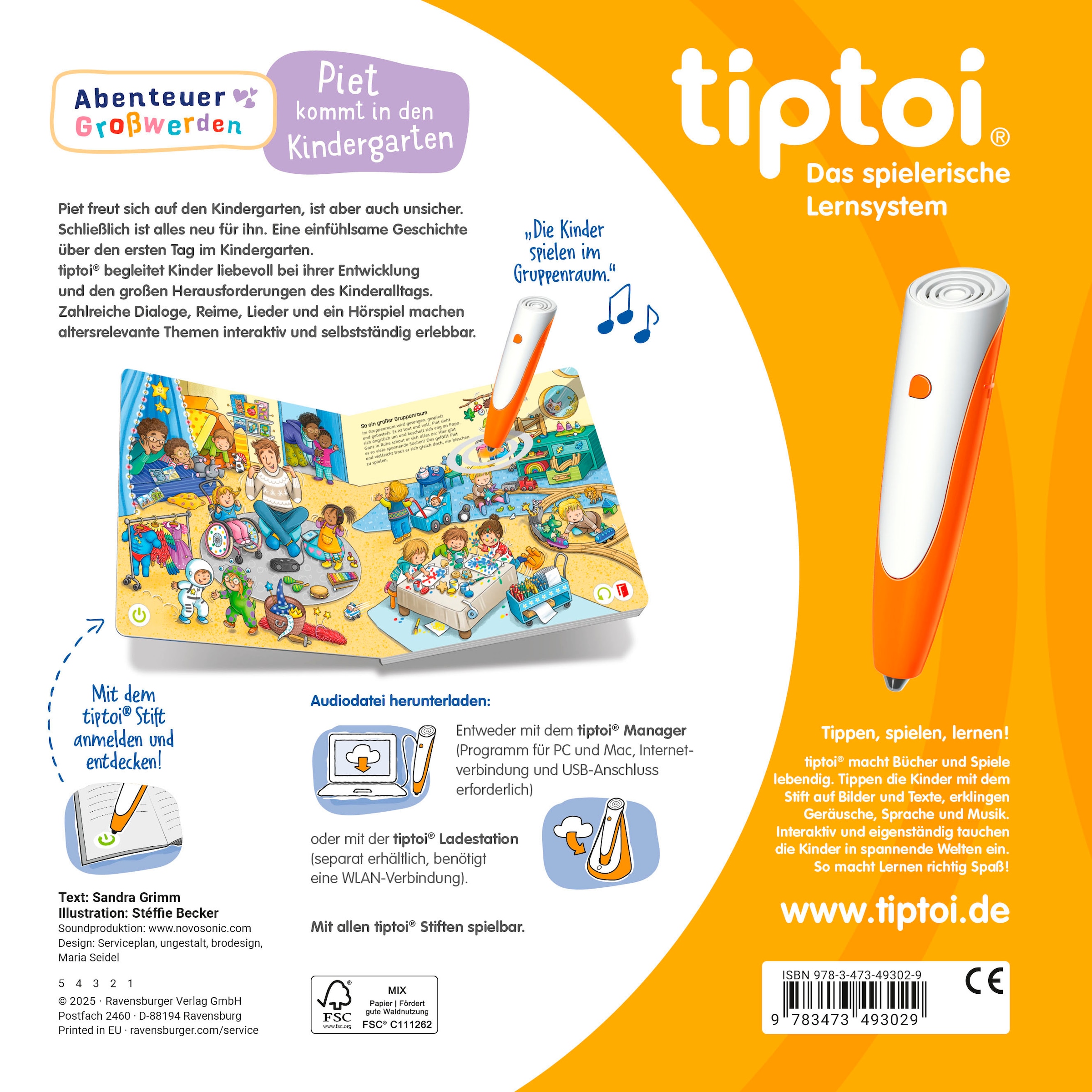 Ravensburger Kinderbuch »tiptoi® Abenteuer Großwerden - Piet kommt in den Kindergarten« Made in Europe