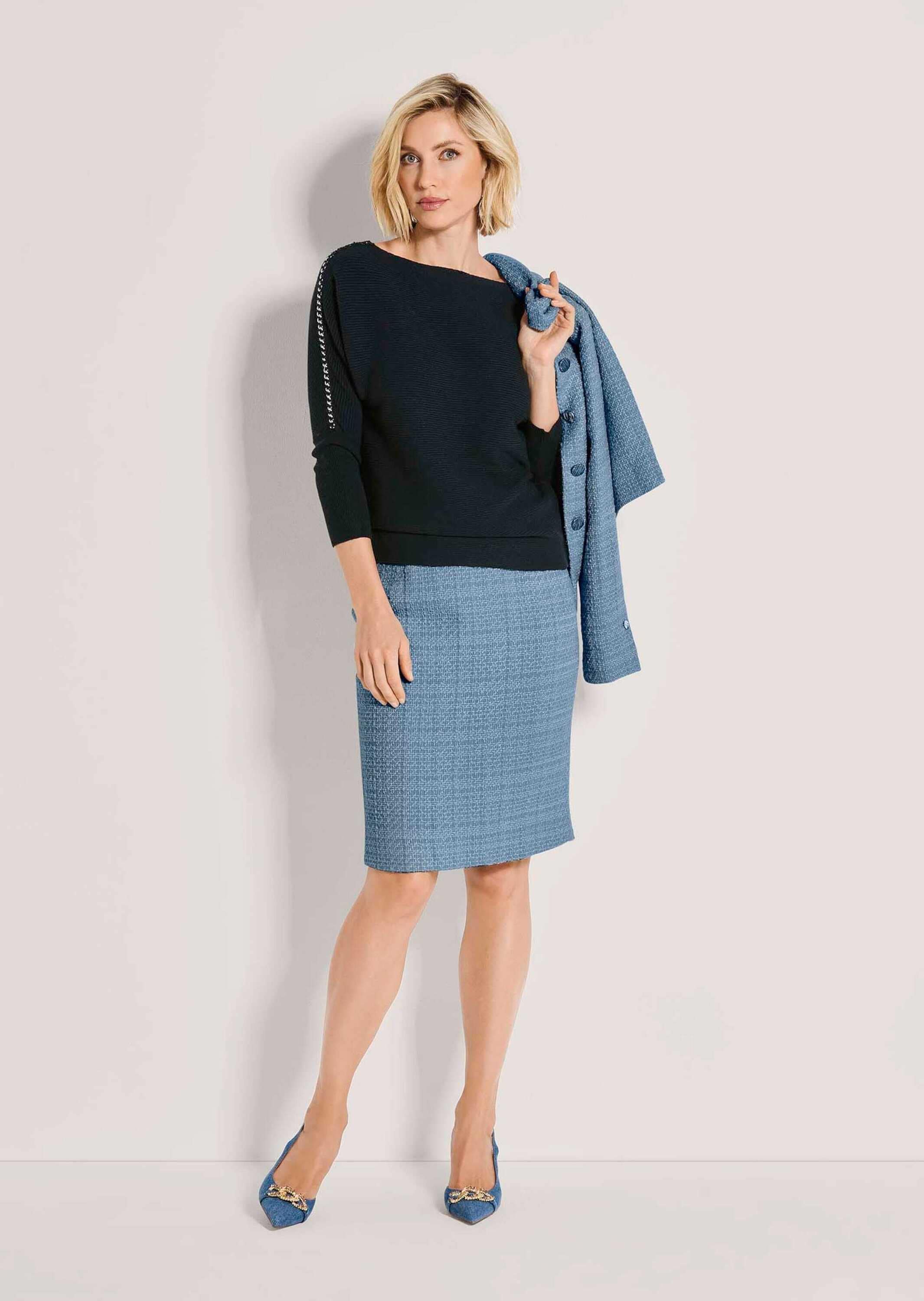 MADELEINE Bleistiftrock »Bouclérock Bleistiftrock in Tweed-Optik« Kurzer Tweedrock