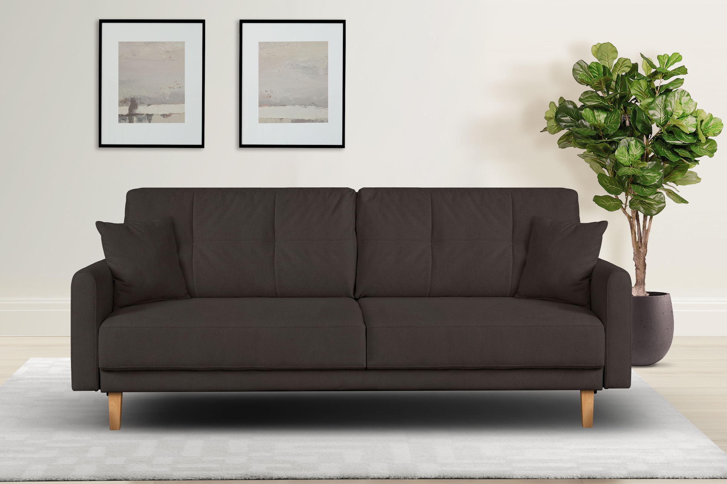 OTTO home 2-Sitzer »TRIPLO mit Wellenunterfederung, Maße B/T/H: 165/100/89 cm« Sofa mit Steppung im Rückenbereich, incl. Rückenkissen und Zierkissen