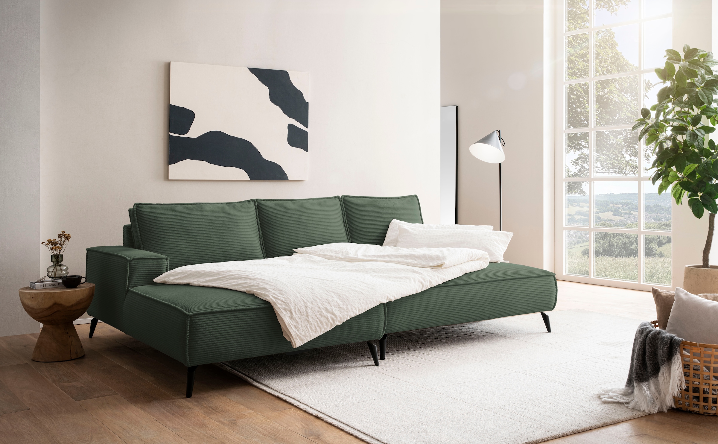 andas Sitzgruppe »TVINNU, Polsterecke L-Form, Schlaffunktion, mit Hocker« Set, 2 Stk. tlg. Set, stellbar zum Schlafsofa (Krokodilverbinder)