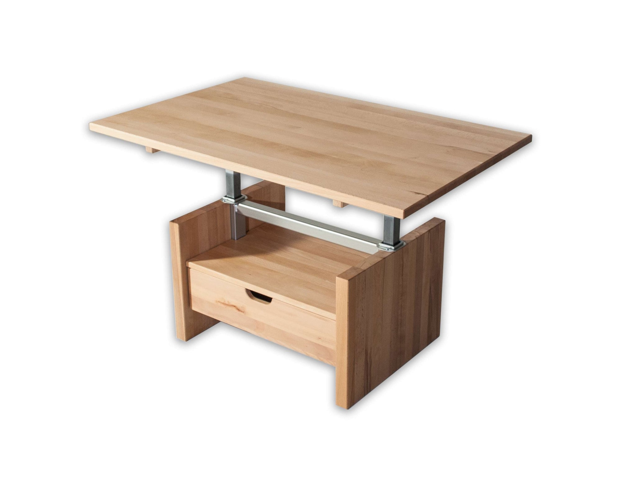 Home affaire Couchtisch »Hamilton Kaffeetisch, Massivholz, modern design, in Buche geölt«, höhenverstellbar Tischplatte, rechteckig, mit Schublade, Ablage
