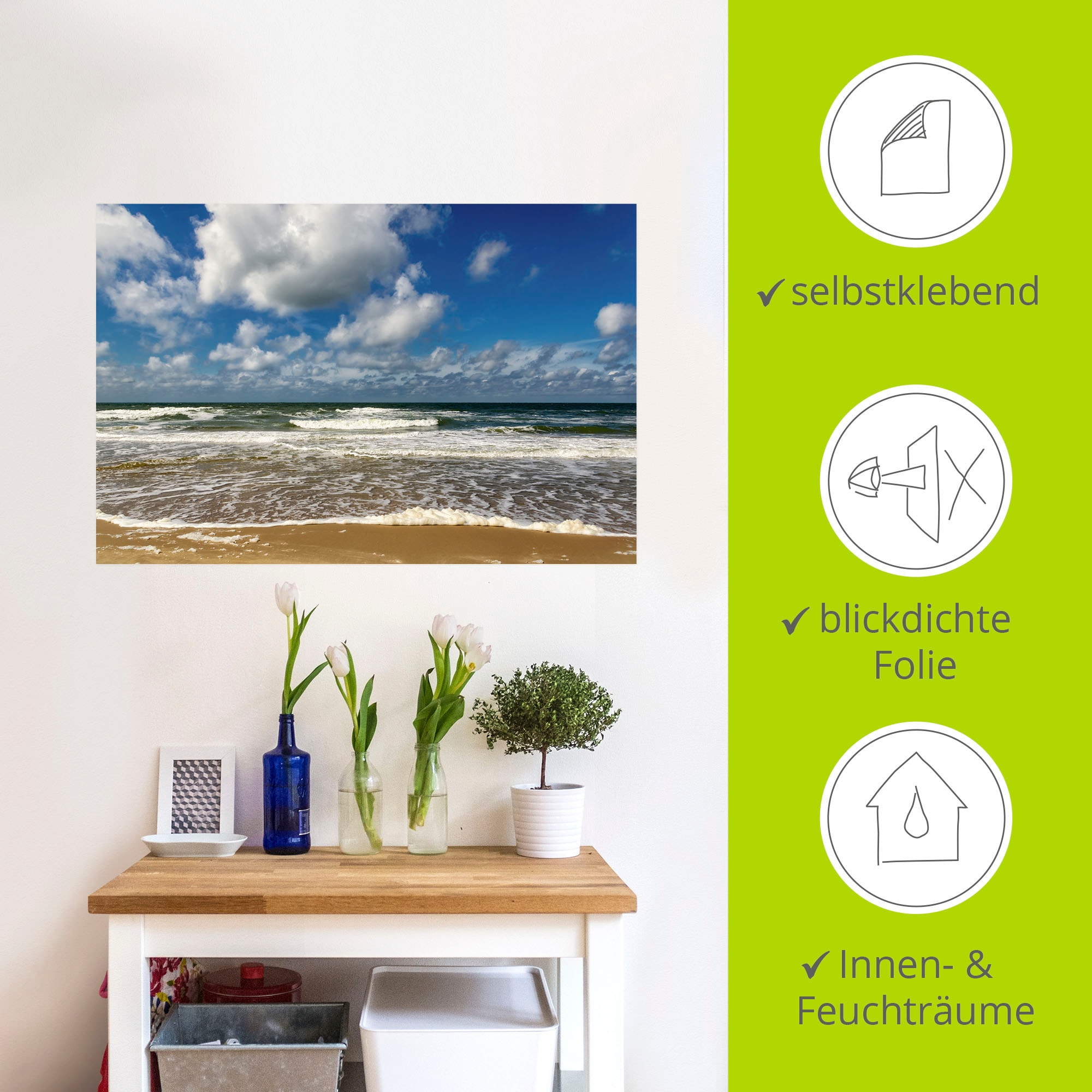 Artland Wandbild »Meeresblick Strand Paal«, Strandbilder, (1 St.), als Alubild, Outdoorbild, Poster, Wandaufkleber in verschied. Größen