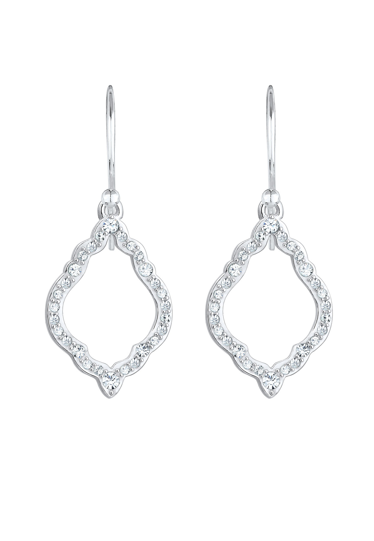 Elli Paar Ohrhänger »Ohrringe Ohrhänger lang Ornament Glas Kristalle Weiß 925 Sterling Silber«