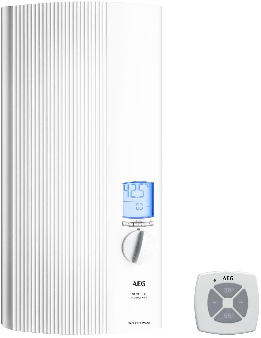 AEG Haustechnik Komfort-Durchlauferhitzer »DDLE ÖKO TD«, 27 kW, vollelektronisch, LC-Display, ECO-Funktion, Regendusche