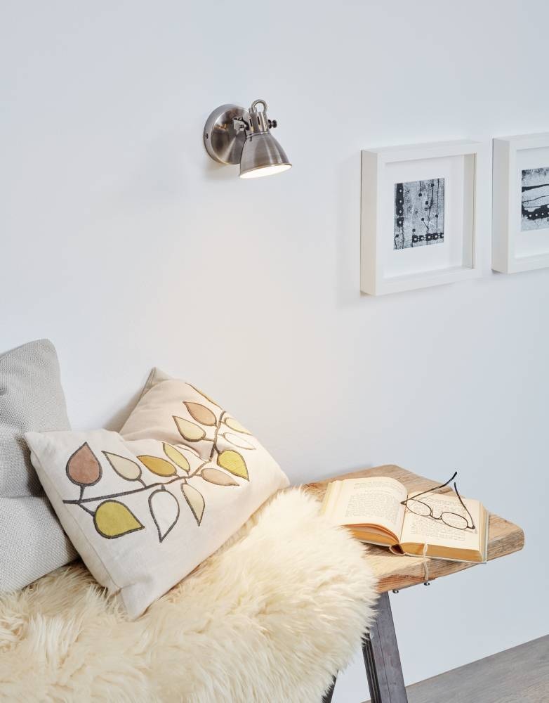 EGLO LED Wandleuchte »SERAS Wandlampe, Deckenstrahler, Spot, Flurlampe, nickel-antik, creme« GU10 | LED-Board Warmweiß Wohnzimmerlampe, Esszimmerlampe, schwenkbarer Spot, GU10, 17x10cm