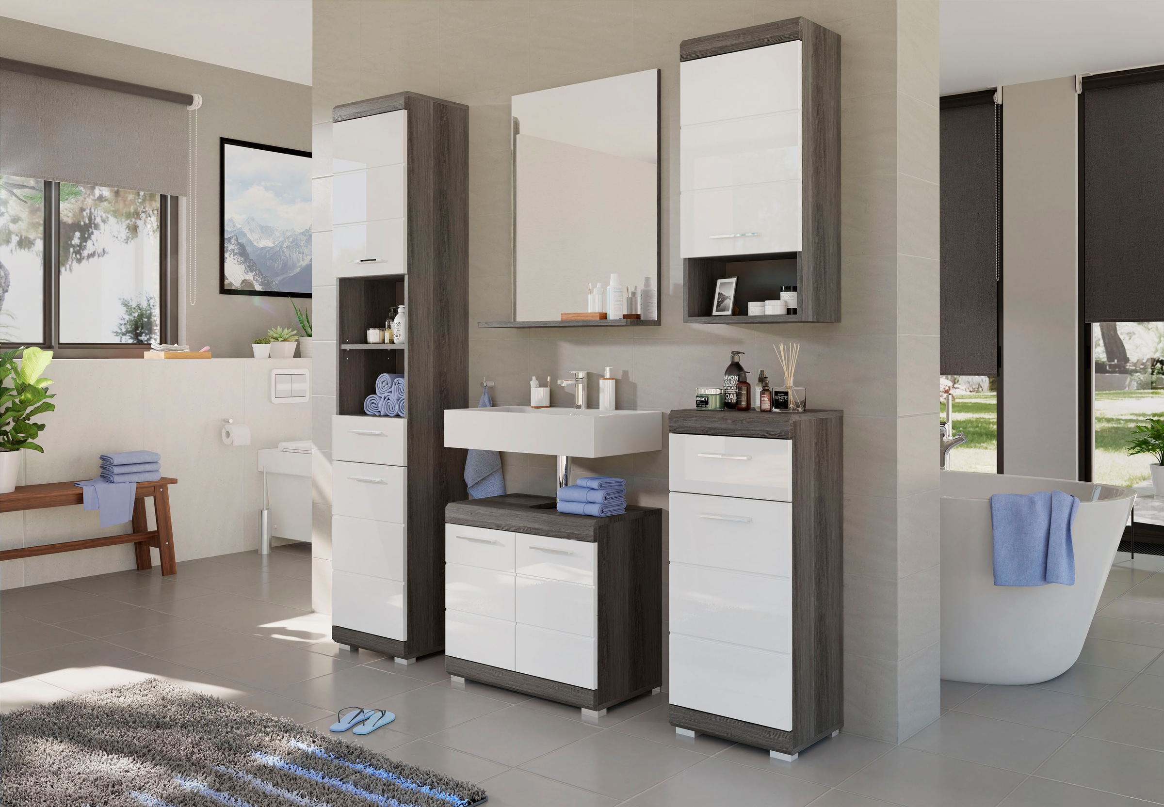 welltime Badmöbel-Set »Siena, 3 teilig, bestehend aus:« Set, TOPSELLER!, 3 Stk. tlg.