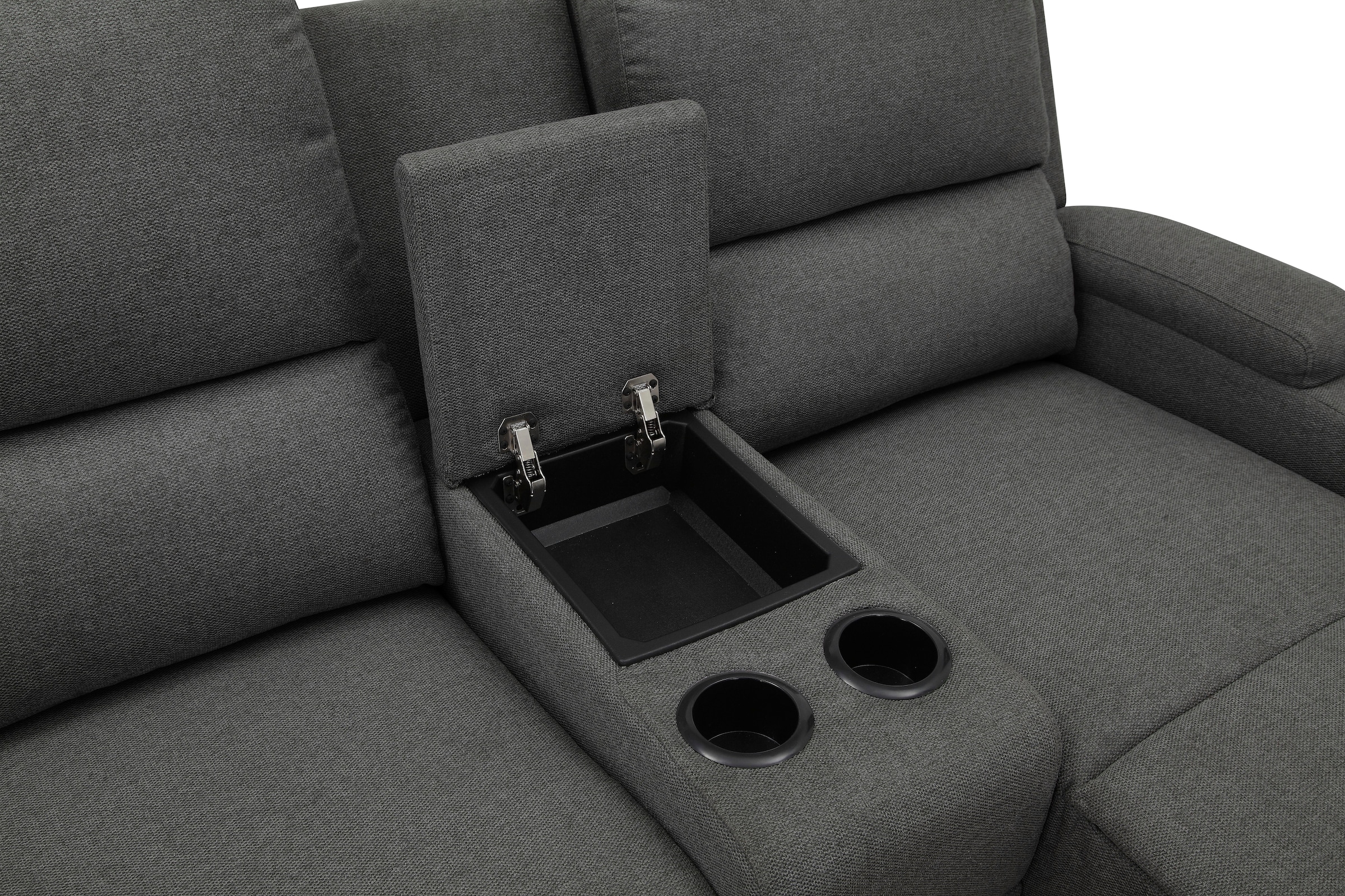 OTTO home Ecksofa »NAPORI Struktur, Multimediasofa, 3er Kinosessel XXL, L-Form« Kinosofa mit Relaxfunktion, Getränkehalter, Staufach und Staukasten